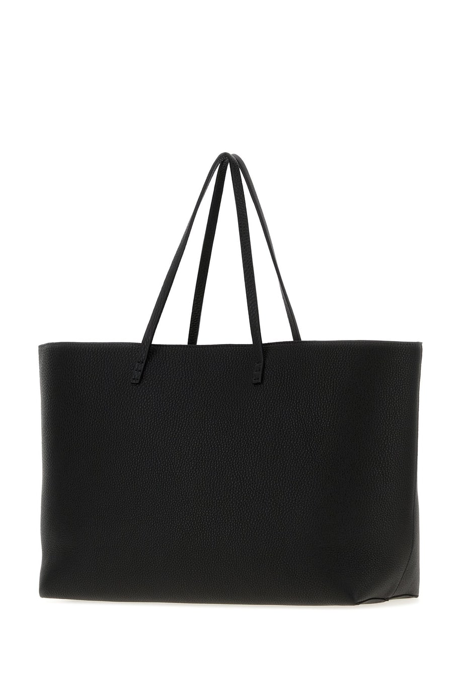 Fendi Borsa shopping Roll media in pelle nera, view 2