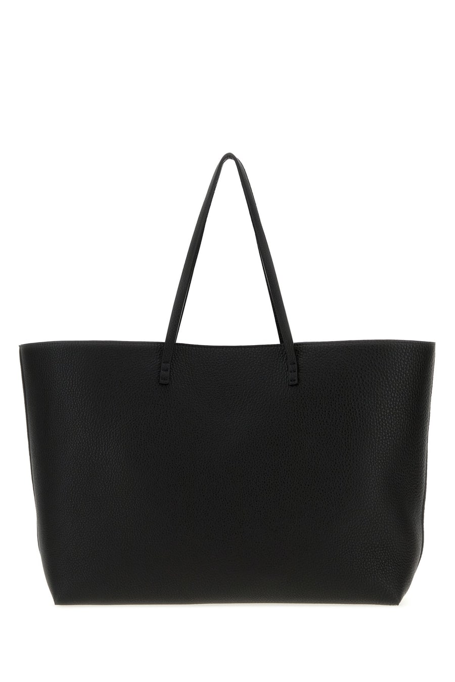 Fendi Borsa shopping Roll media in pelle nera, view 3