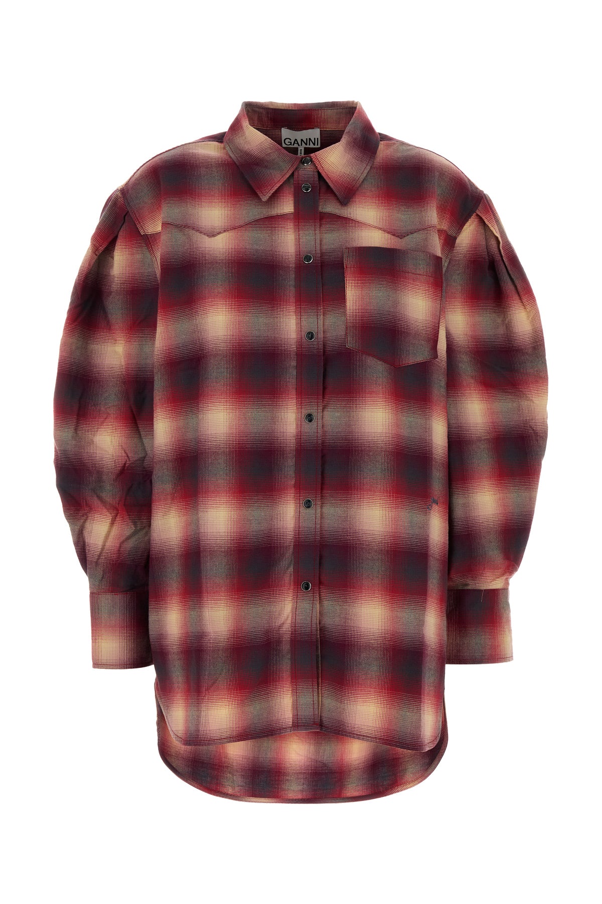 Ganni Camicia oversize in flanella ricamata