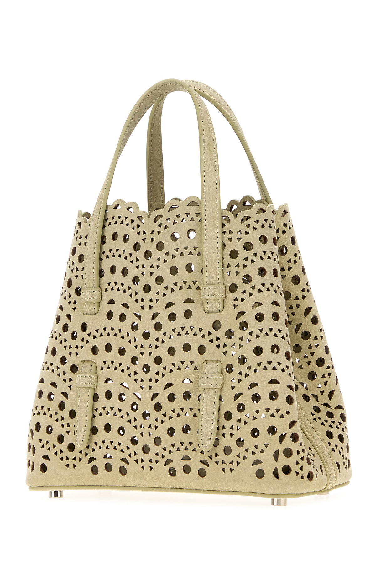 Alaïa Borsa a mano Mina 20 in nabuk verde salvia, view 2