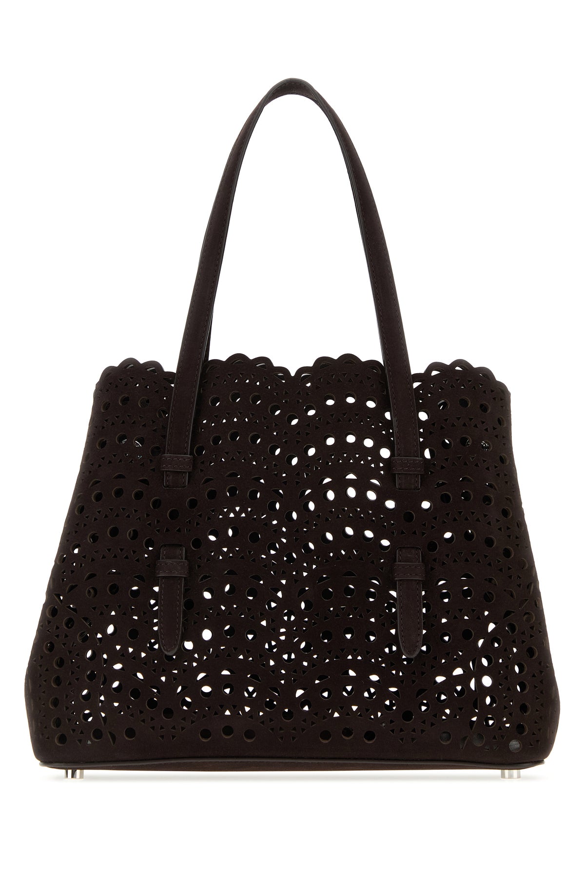 Alaïa Borsa a mano Mina 25 in pelle scamosciata testa di moro