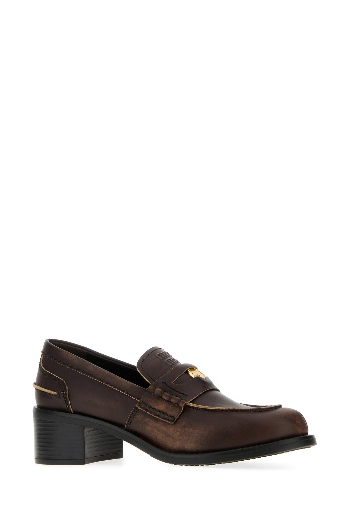 Miu Miu Mocassini in pelle marrone, view 2