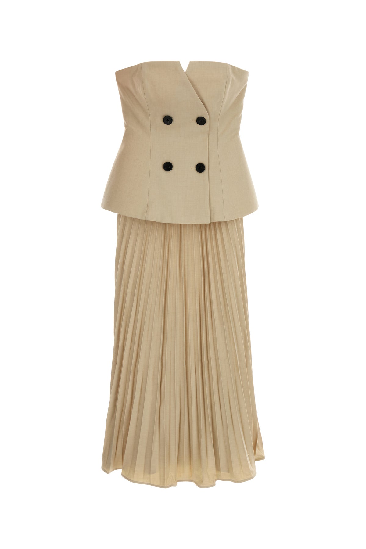 self-portrait Abito in gabardine stretch beige