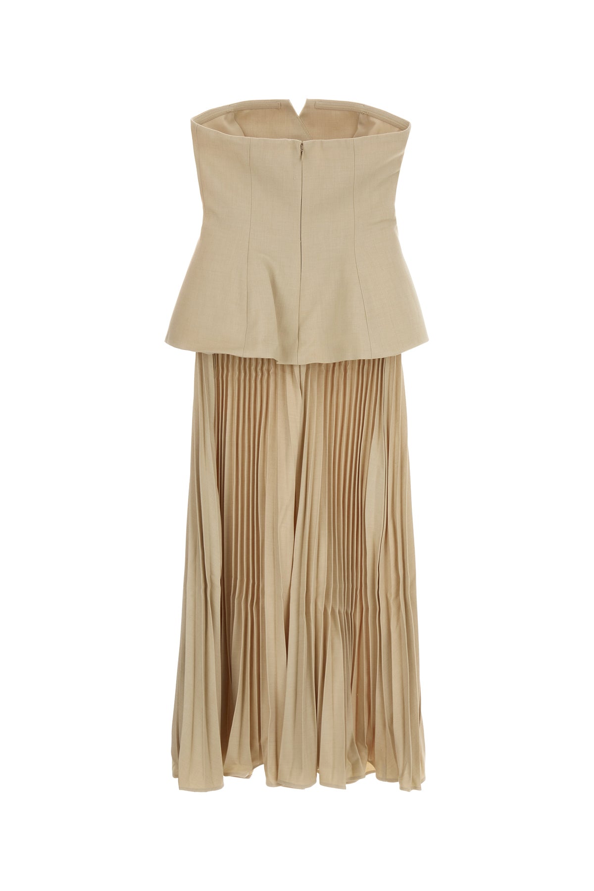self-portrait Abito in gabardine stretch beige, view 2