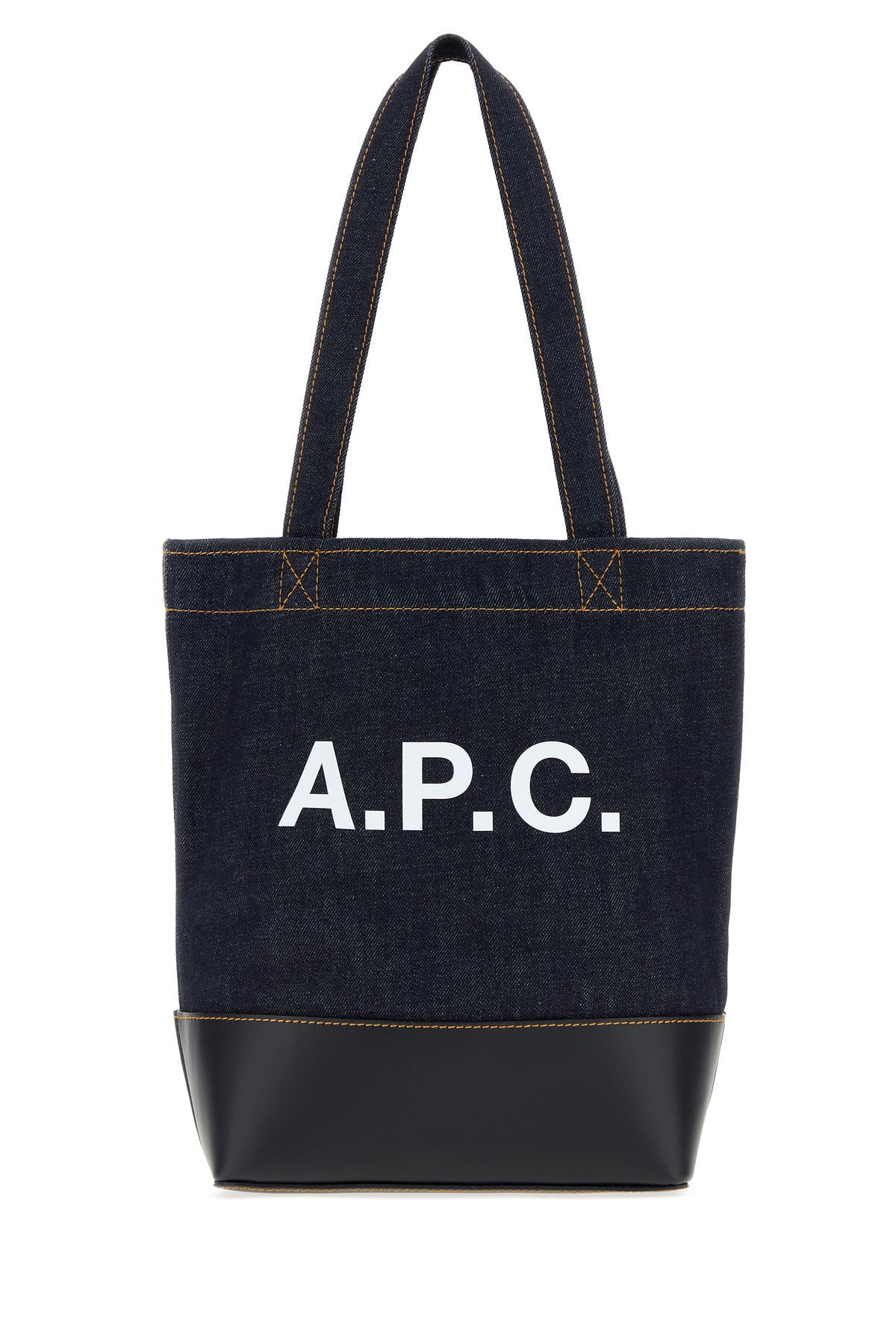 A.P.C. Borsa shopping Axelle blu scuro in denim e pelle