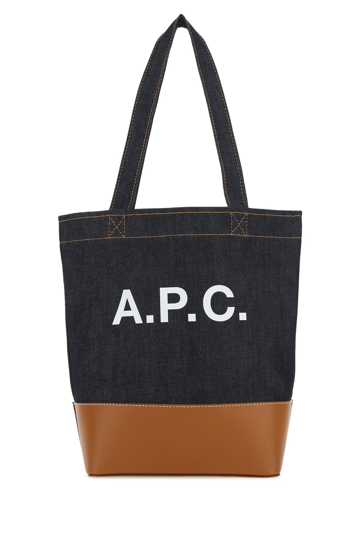 A.P.C. Borsa shopping Axelle bicolor in denim e pelle