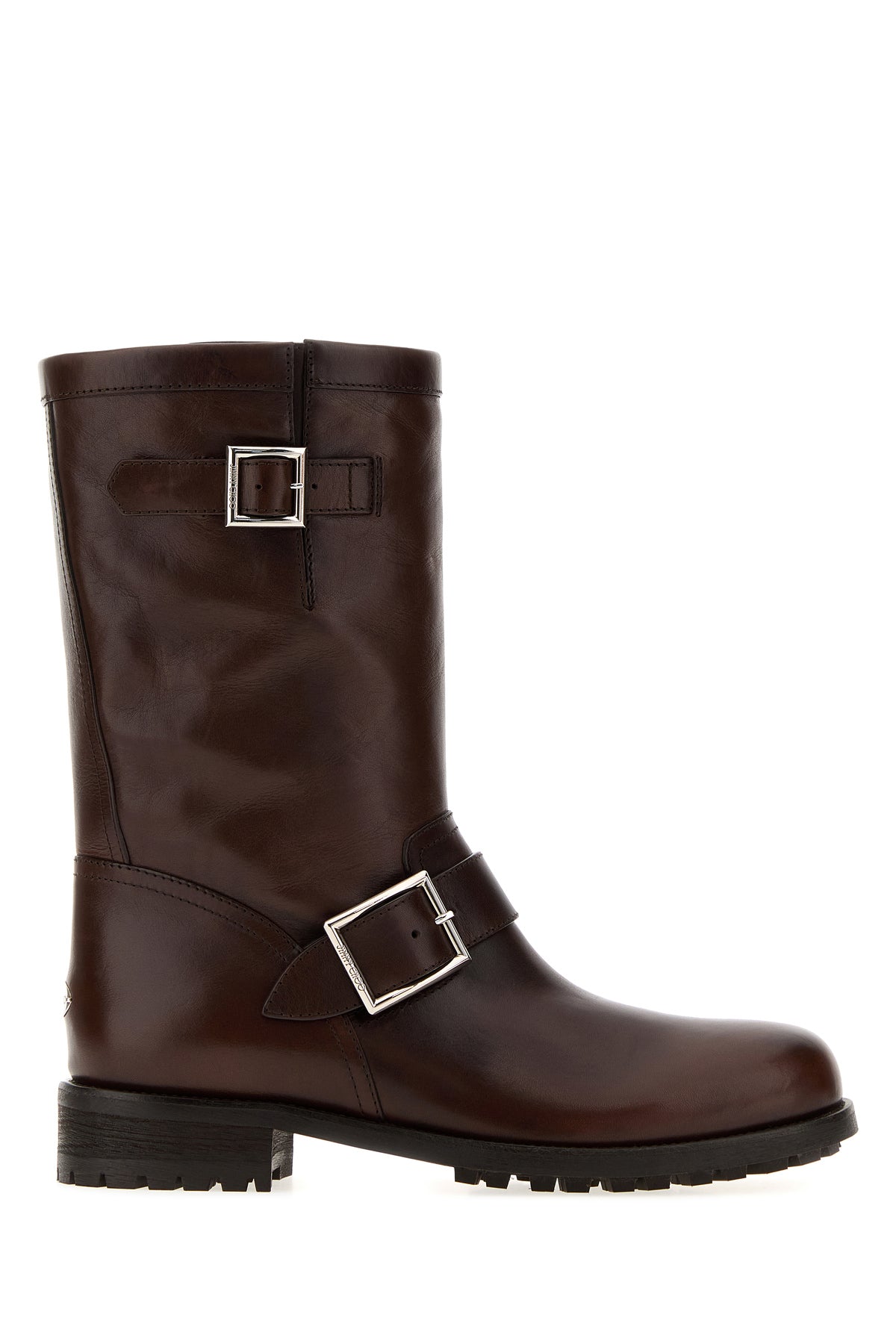 Jimmy Choo Stivali Biker in pelle cioccolato