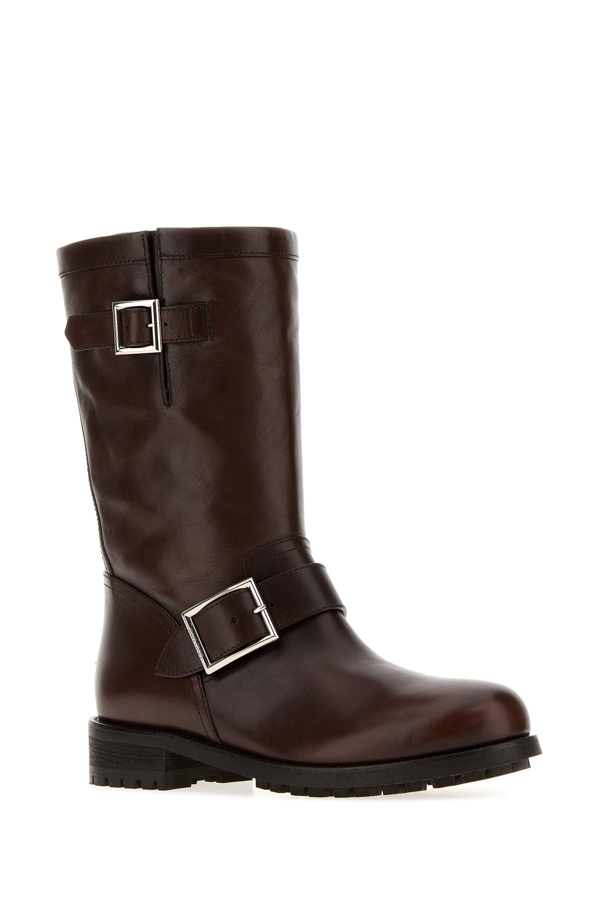 Jimmy Choo Stivali Biker in pelle cioccolato, view 2