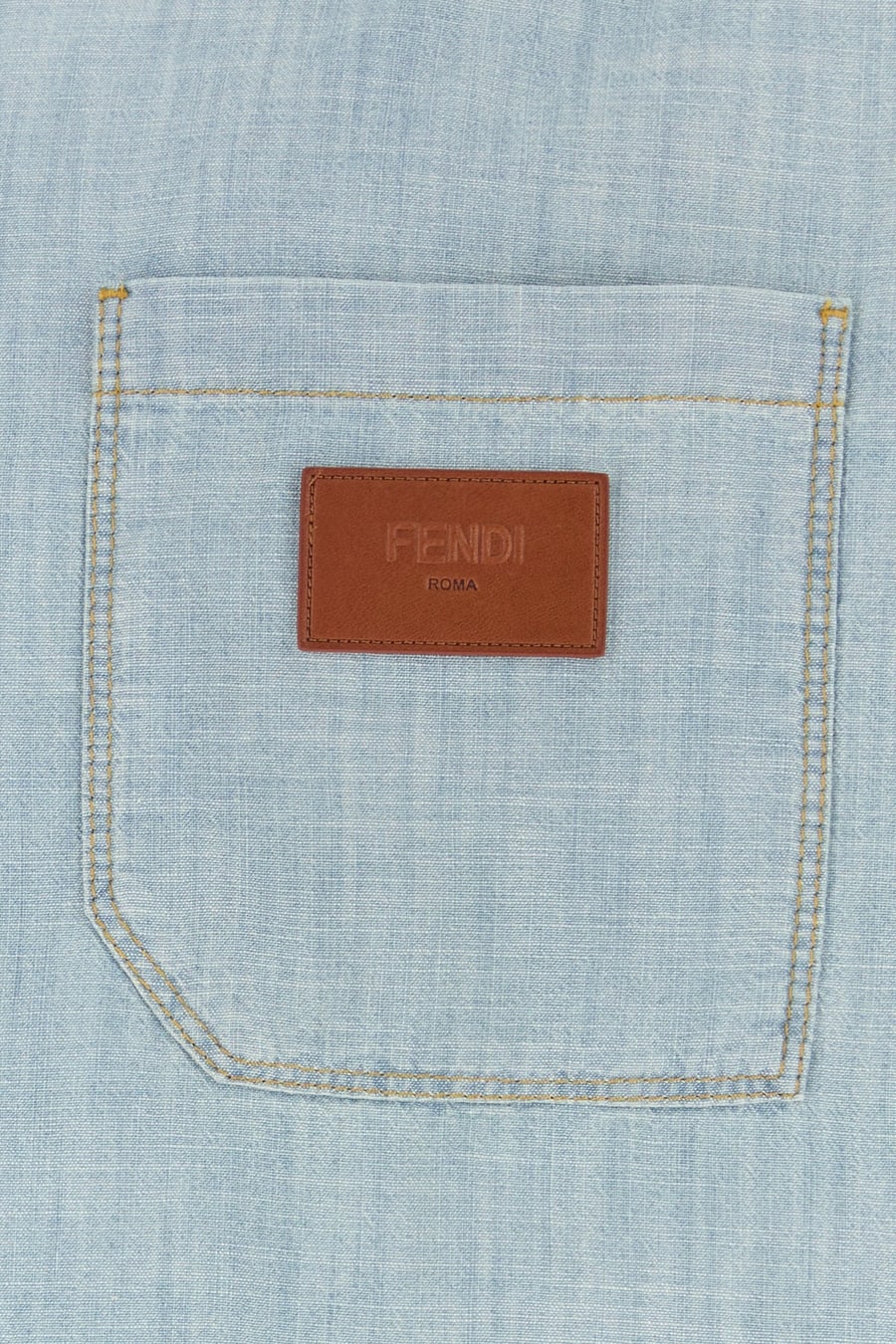 Fendi Camicia in chambray azzurro, view 3