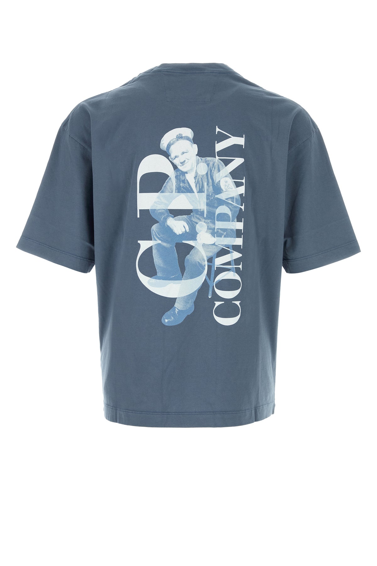C.P. Company T-shirt in cotone blu denim, view 2
