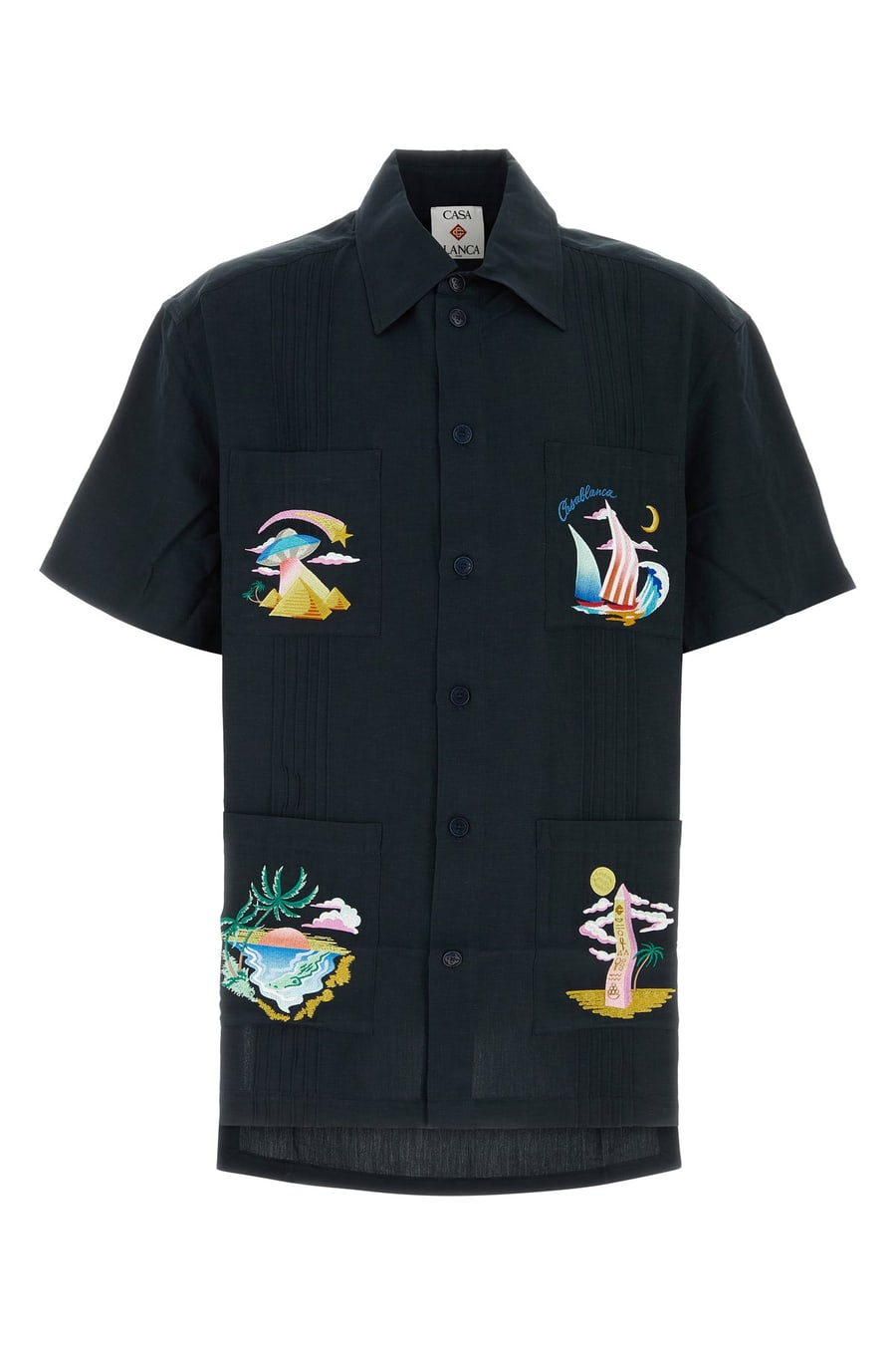 CASABLANCA Camicia in misto viscosa blu notte