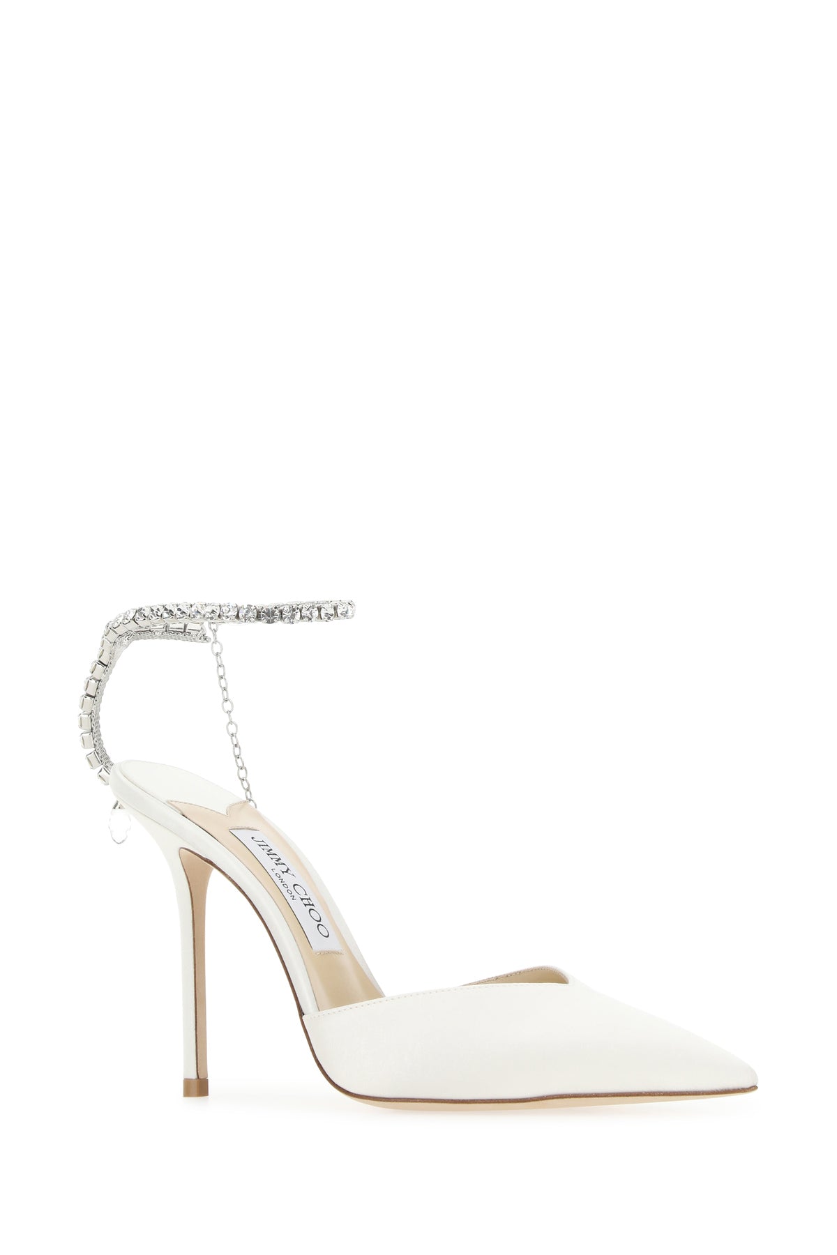 Jimmy Choo Scarpe con tacco Saeda 100 in raso avorio, view 2