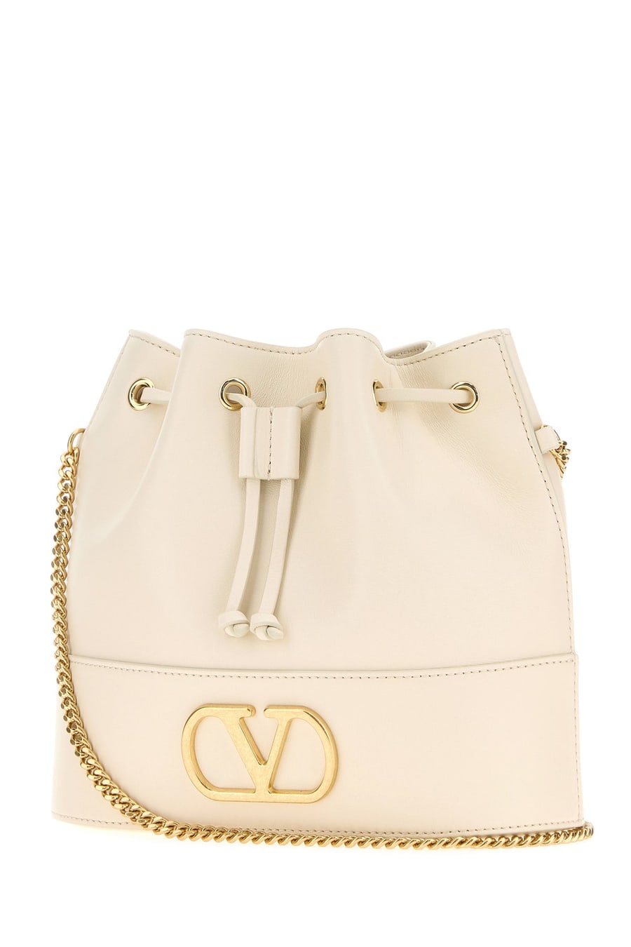 Valentino Garavani Borsa a secchiello VLogo Signature in pelle avorio, view 2