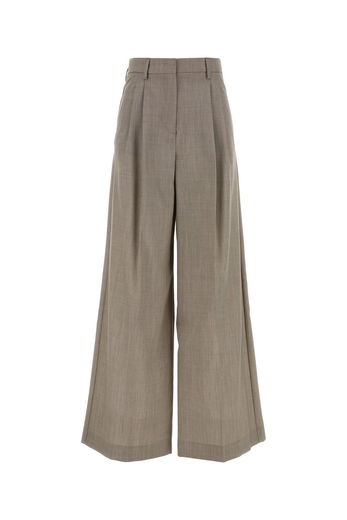 Max Mara Pantalone Ovvio dalla gamba ampia in lana cappuccino