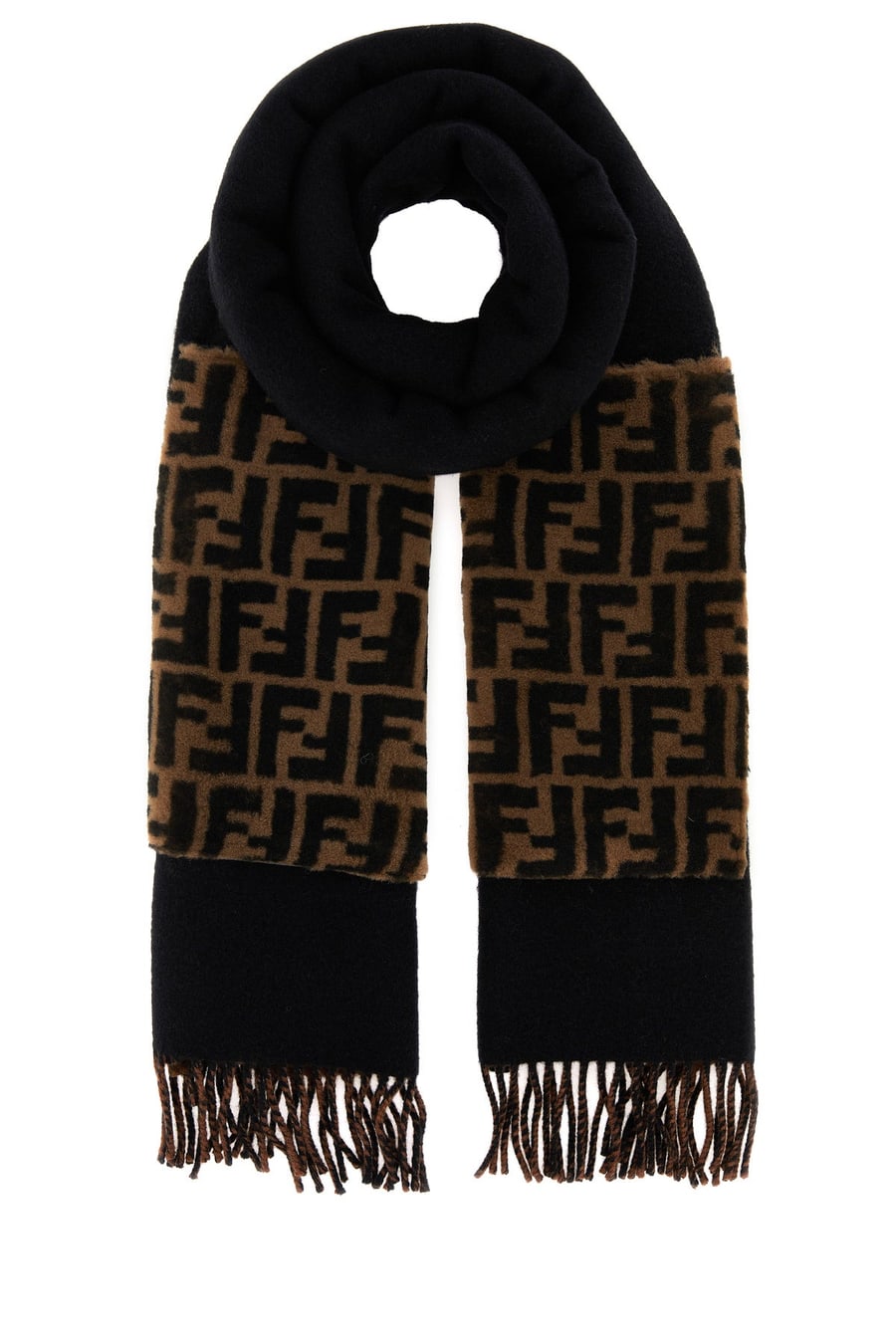 Fendi Sciarpa in misto lana nera