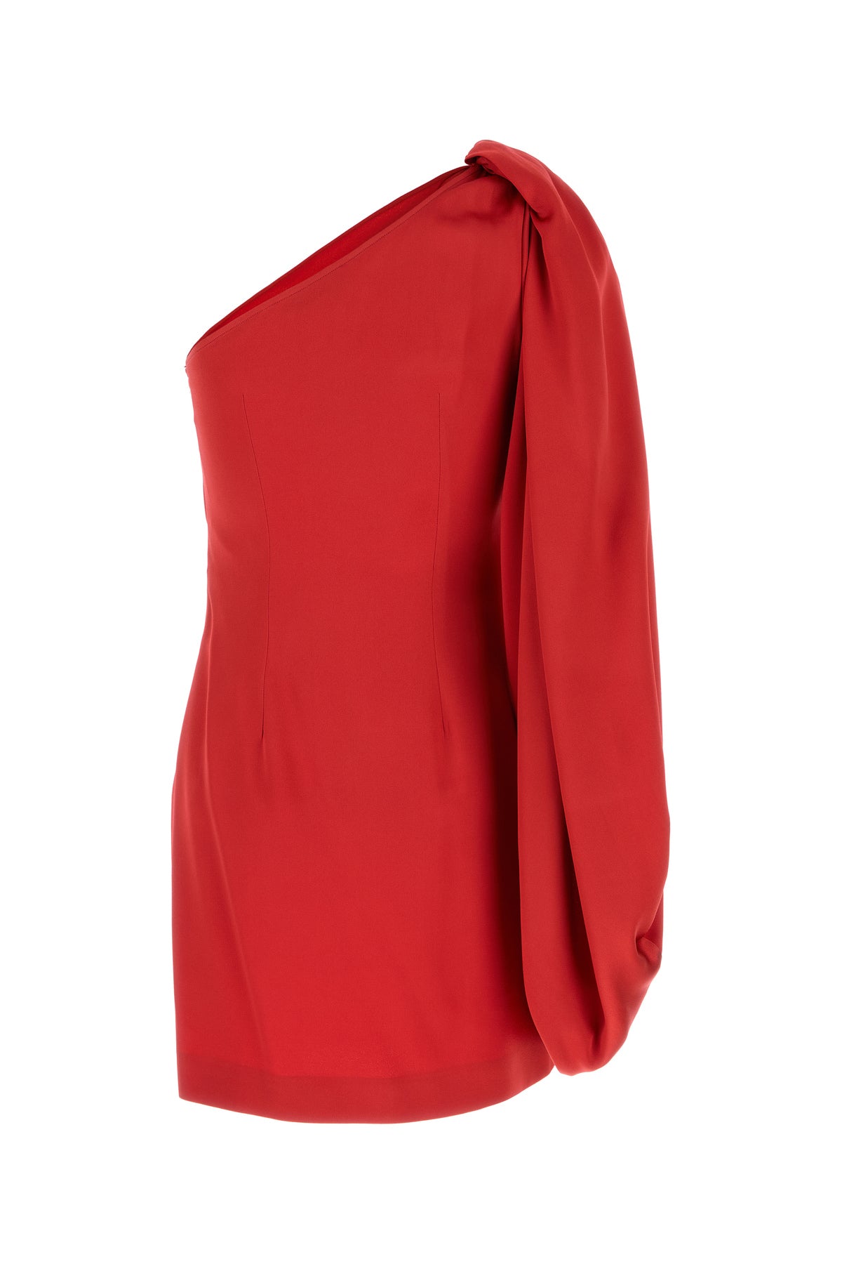 Stella McCartney Mini abito monospalla in raso rosso, view 2