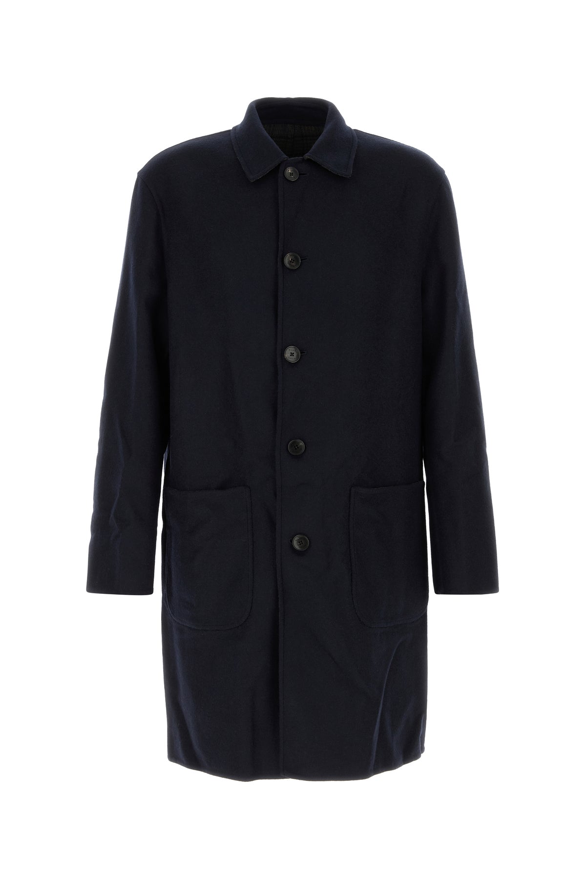 Etro Cappotto reversibile in misto lana blu navy