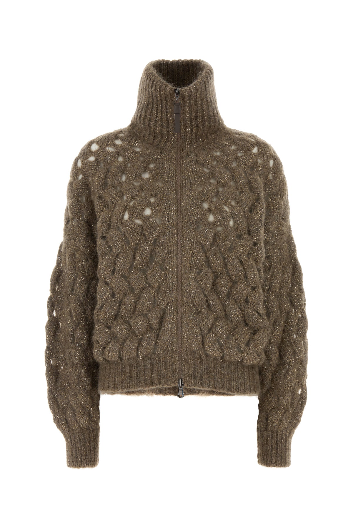 Brunello Cucinelli Cardigan in misto mohair fango