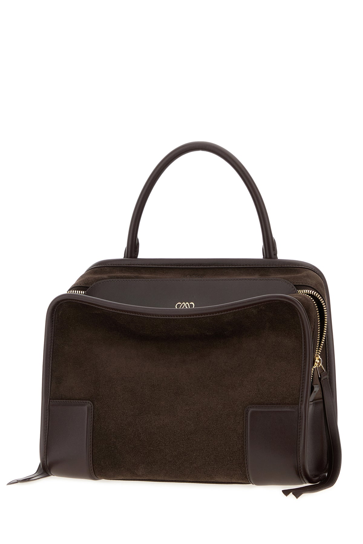 Loewe Borsa a mano Amazona 180 media in pelle scamosciata marrone, view 2