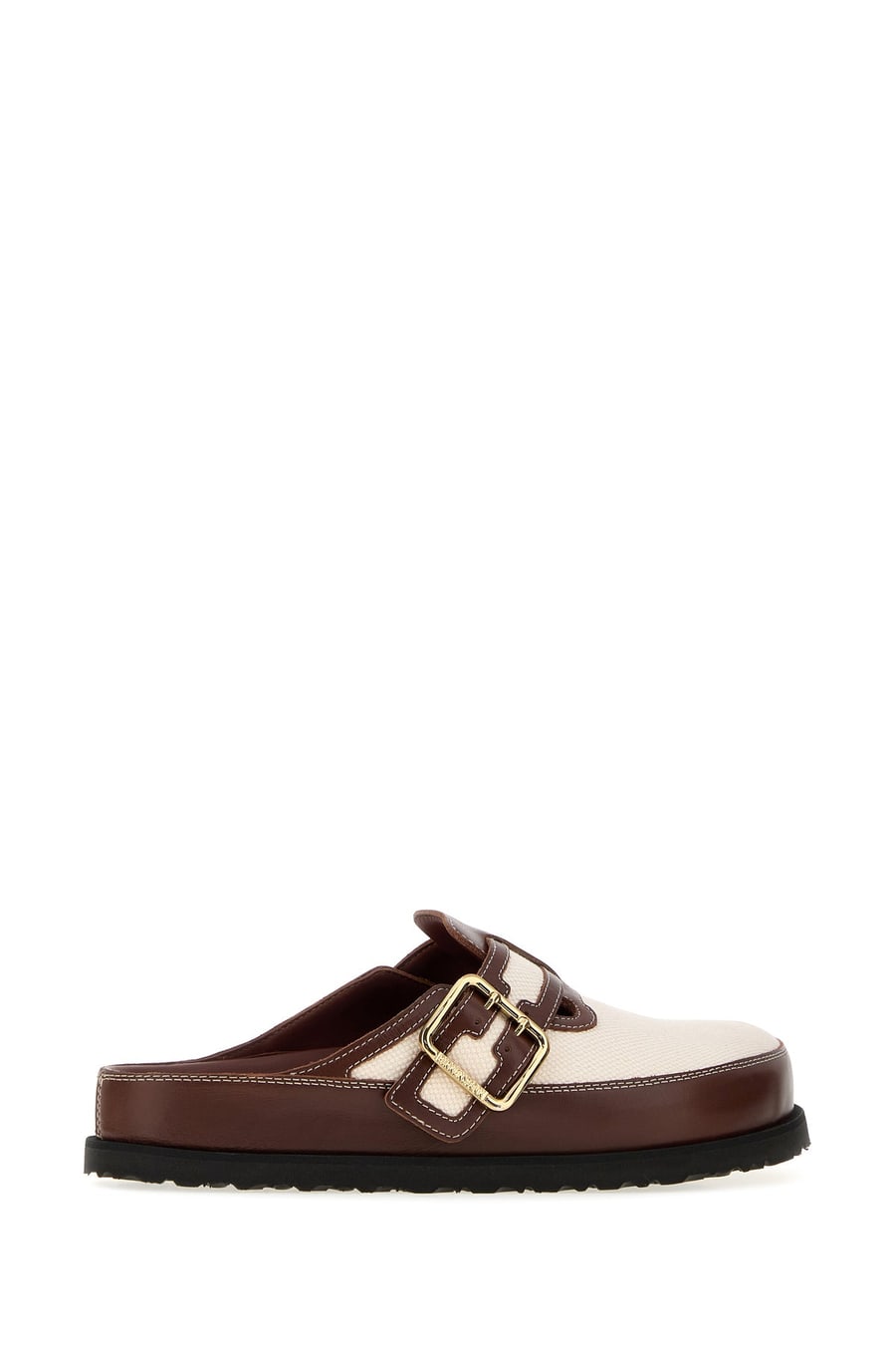 BIRKENSTOCK 1774 Slippers Boston bicolor in pelle e tela, view 3