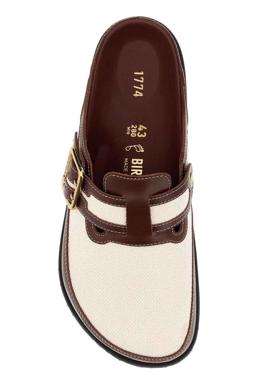BIRKENSTOCK 1774 Slippers Boston bicolor in pelle e tela, view 4