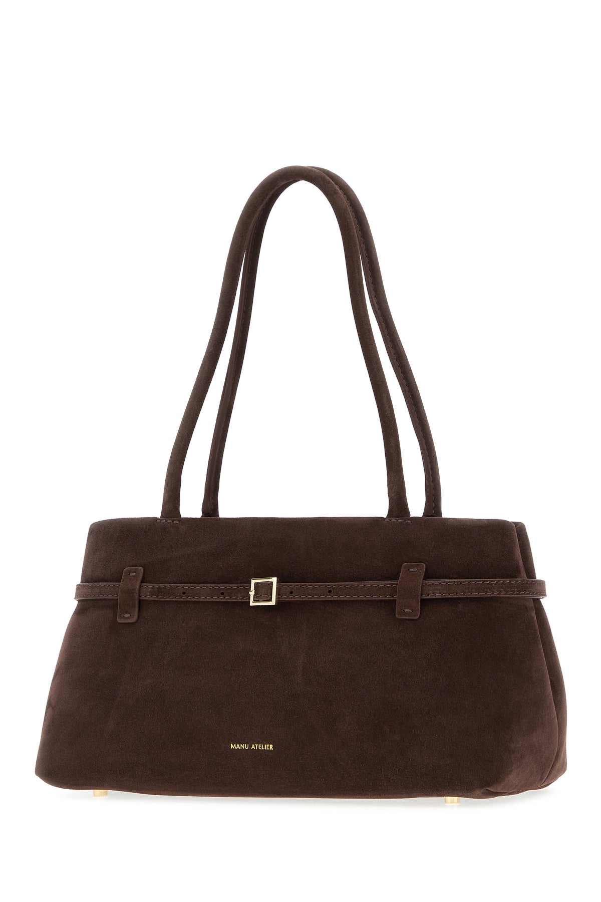 MANU ATELIER Borsa a spalla Le Cambon East West in pelle scamosciata marrone, view 2