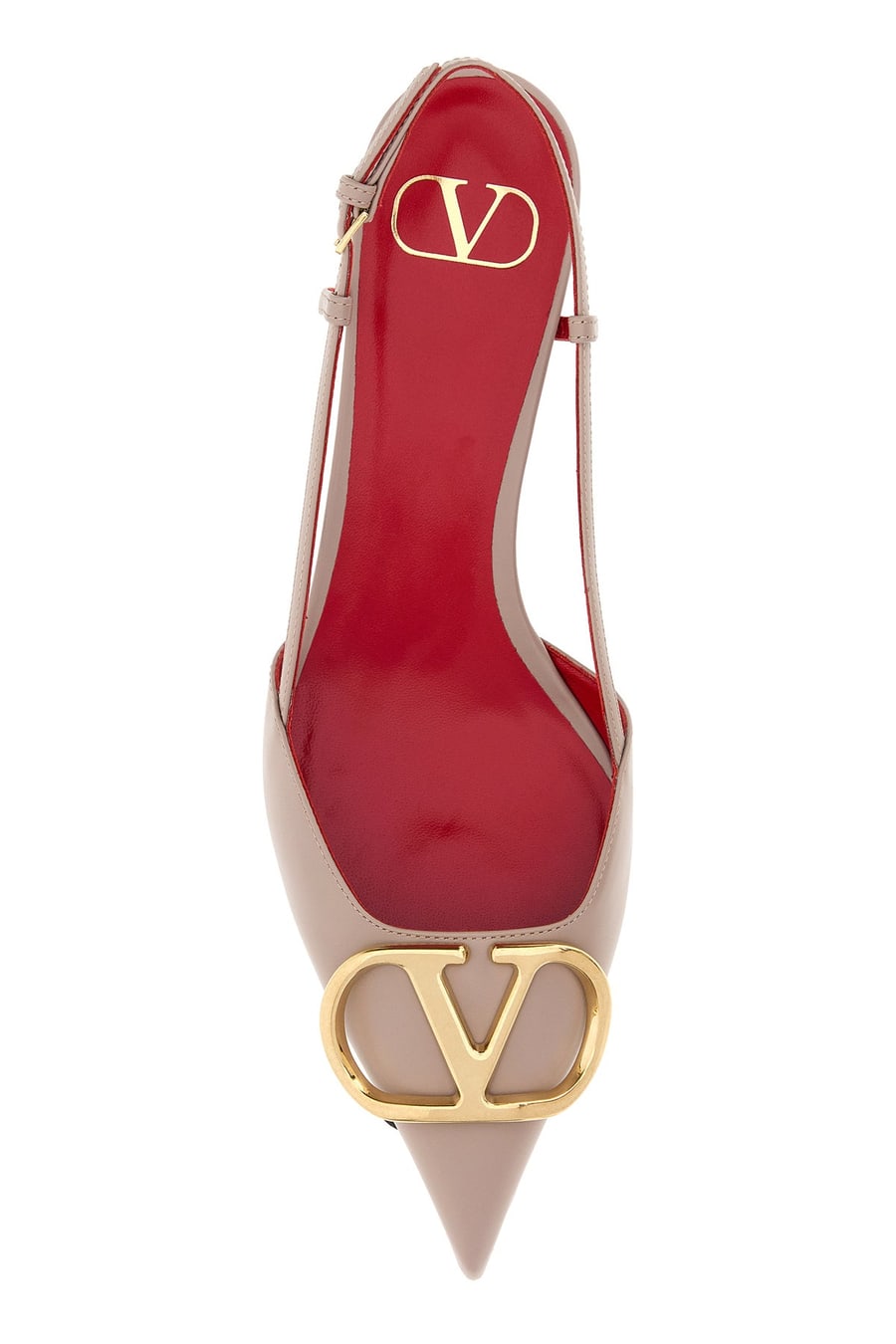 Valentino Garavani Scarpe con tacco VLogo Signature in pelle rosa antico, view 4