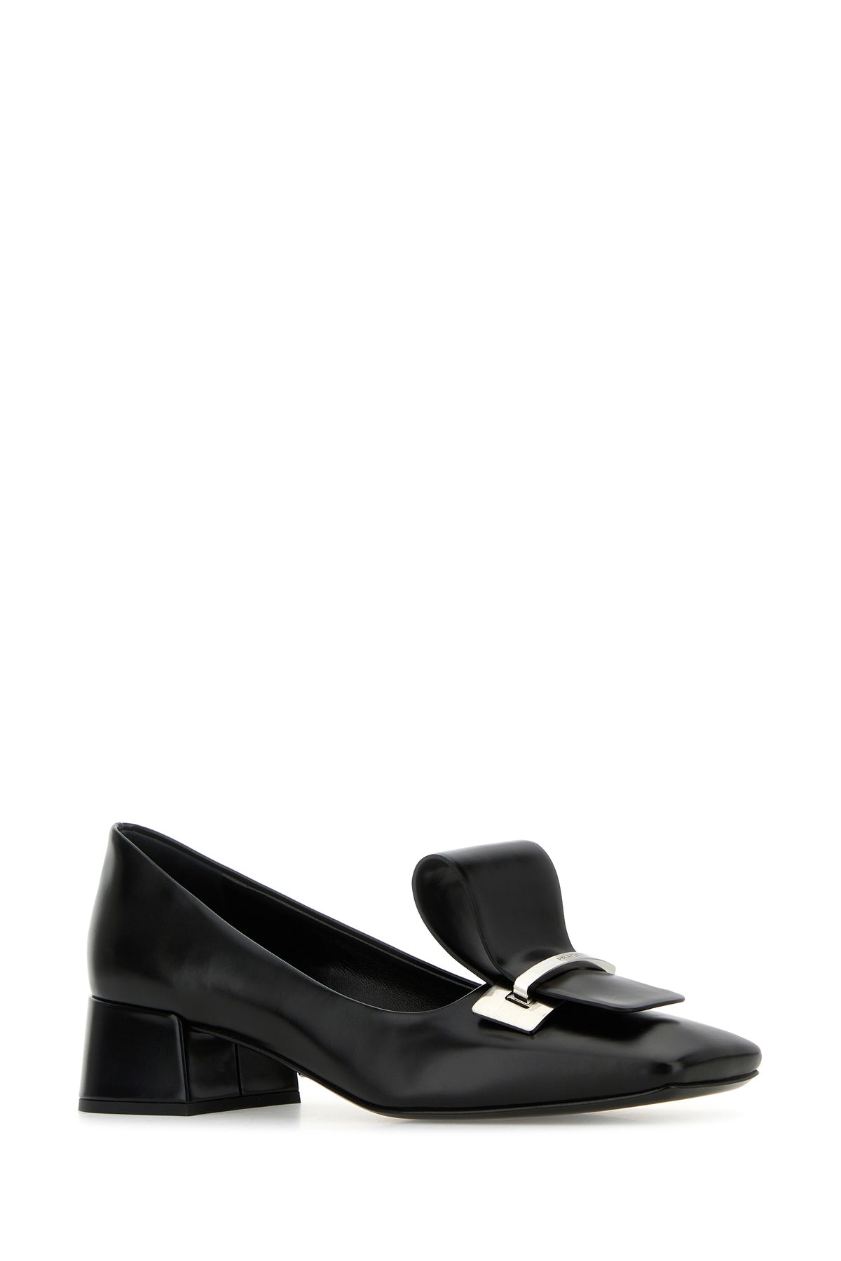 Prada Scarpe con tacco in pelle nera, view 2