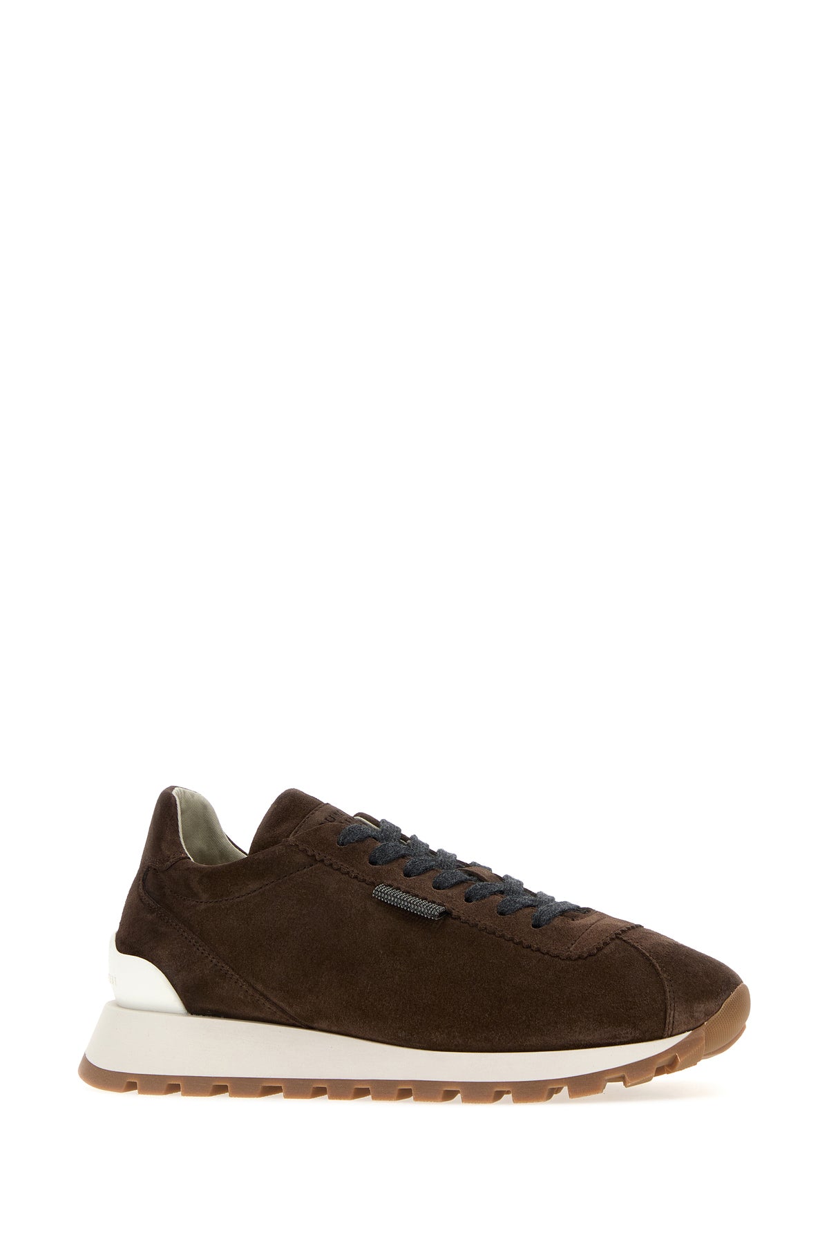 Brunello Cucinelli Sneakers in pelle scamosciata marrone, view 2