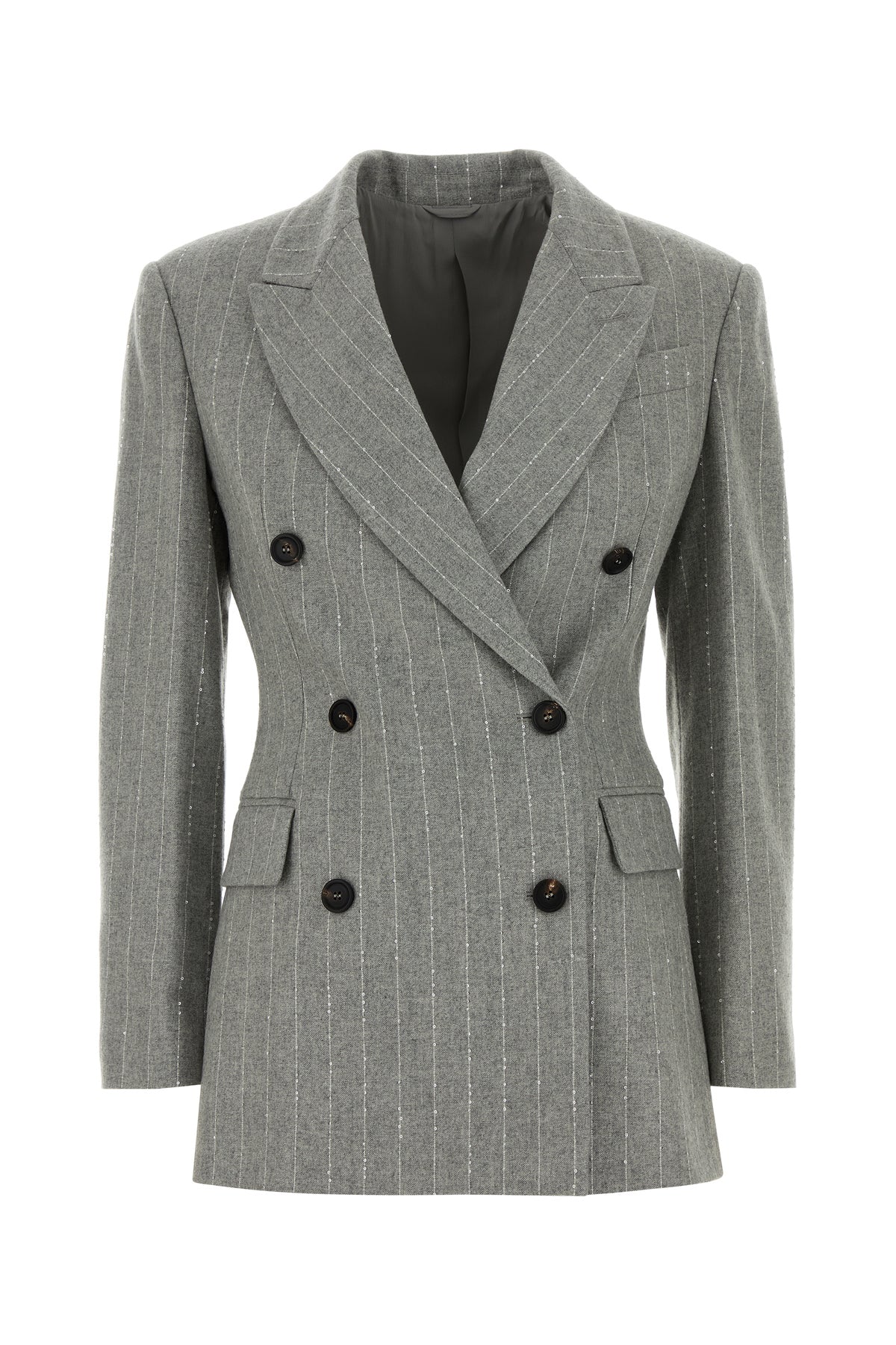 Brunello Cucinelli Giacca in misto lana stretch ricamata