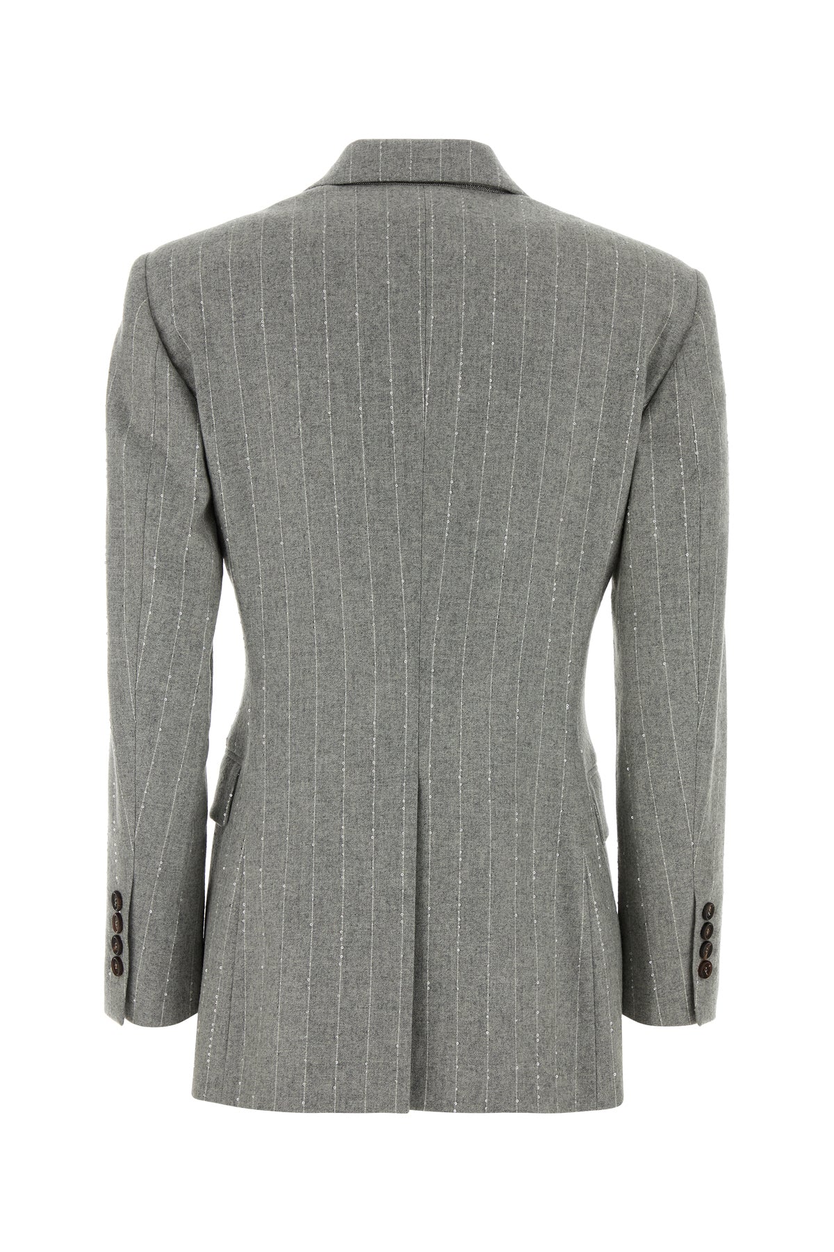 Brunello Cucinelli Giacca in misto lana stretch ricamata, view 2