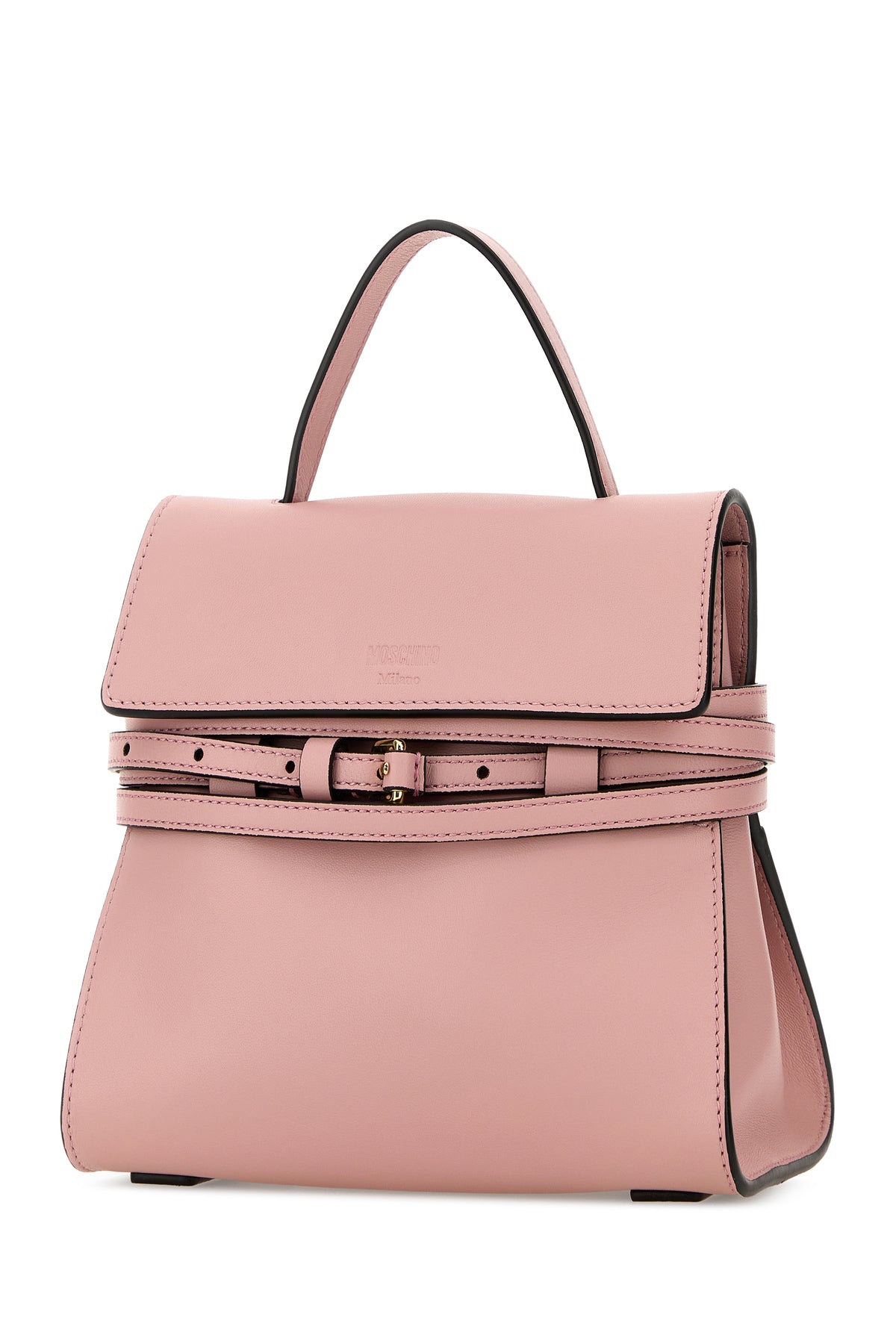 Moschino Borsa a mano Moschino Tie Me piccola in nappa rosa, view 2