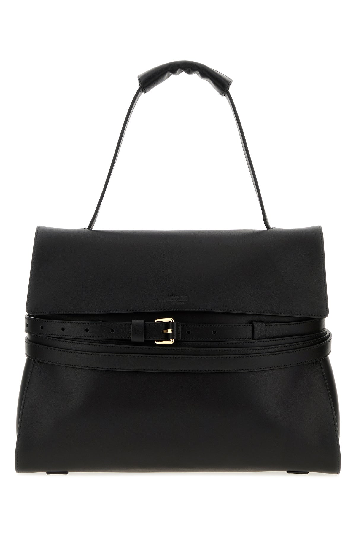 Moschino Borsa a mano Moschino Tie Me media in pelle nera