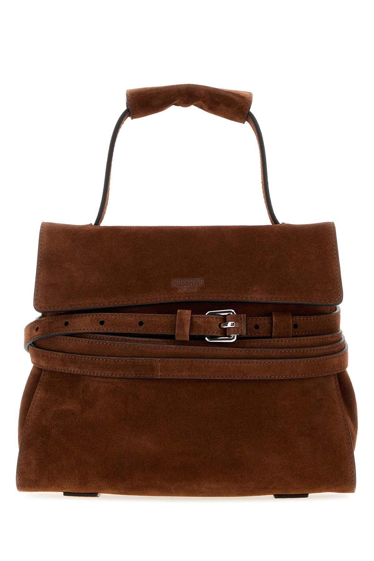Moschino Borsa a mano Moschino Tie Me regular in pelle scamosciata marrone