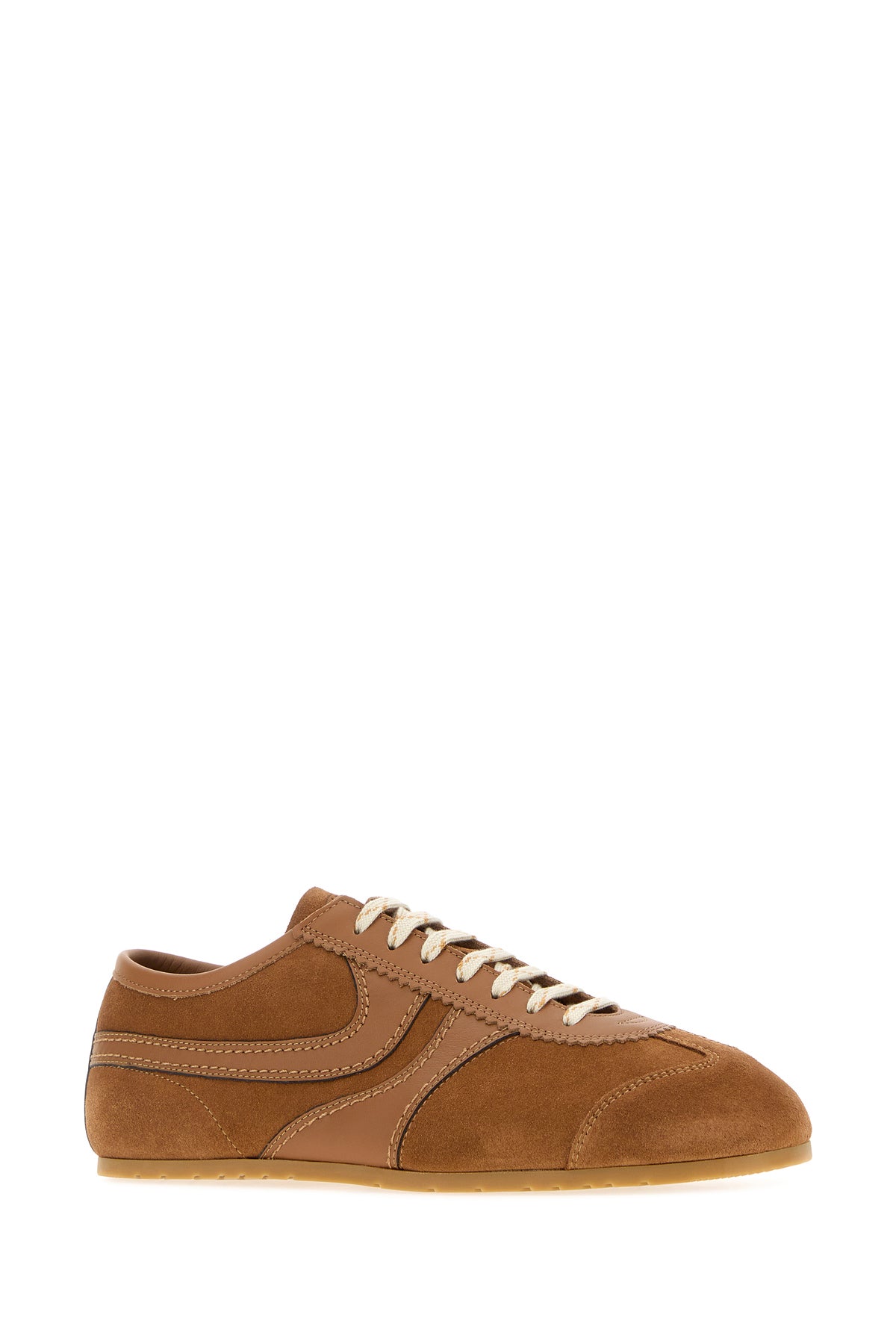Dries Van Noten Sneakers cammello in pelle scamosciata e pelle, view 2