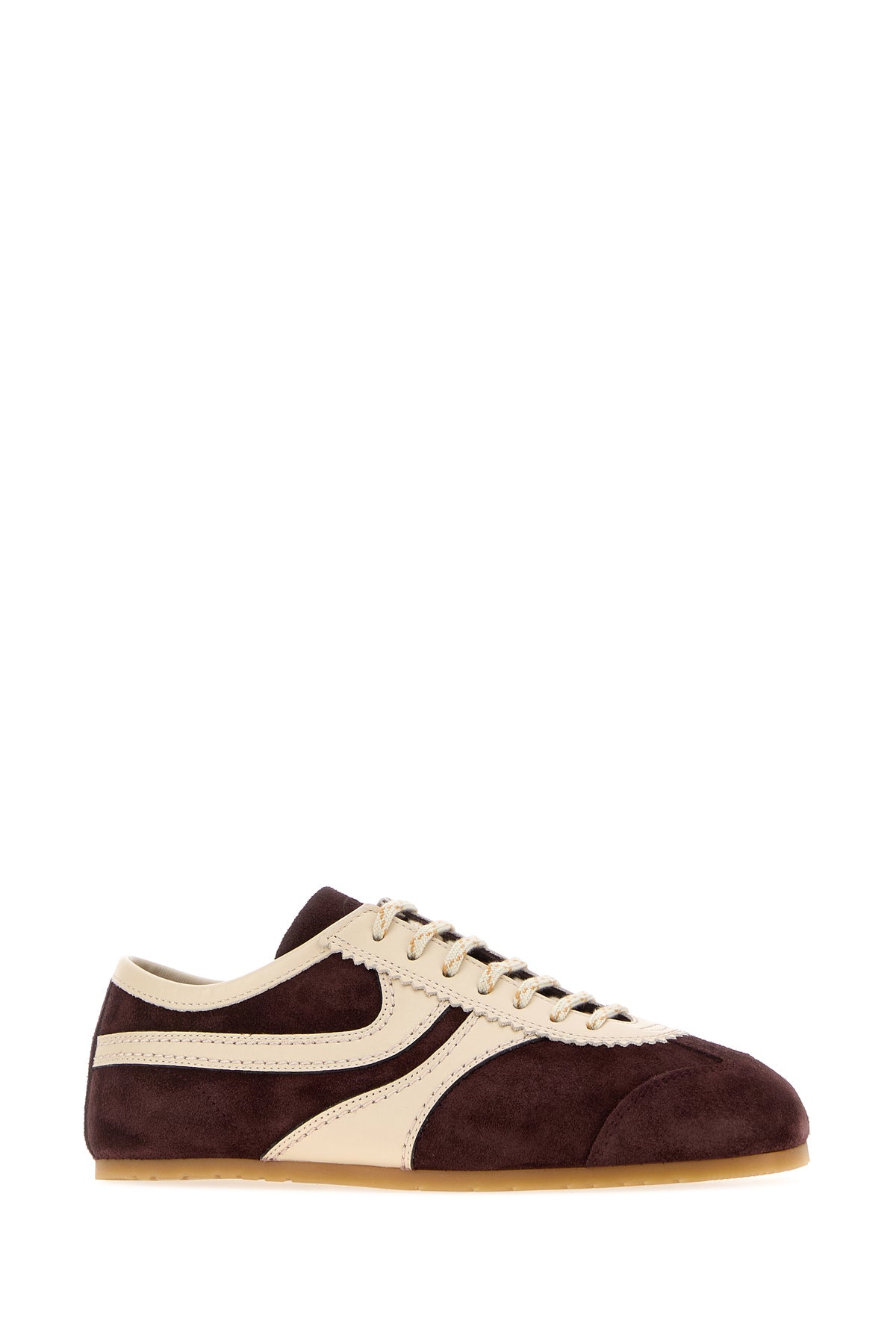 Dries Van Noten Sneakers in pelle scamosciata vinaccia, view 2