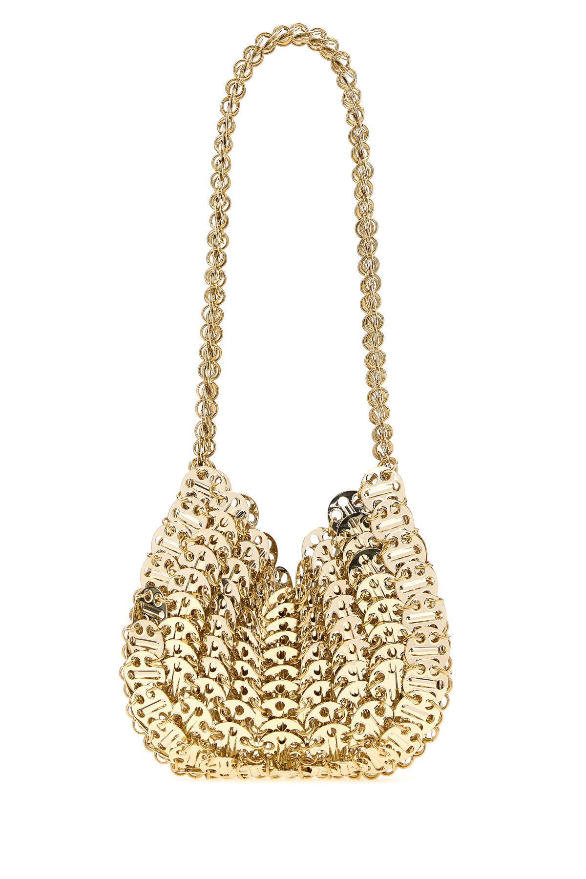 RABANNE Borsa a spalla 1969 Moon in maglia metallica oro