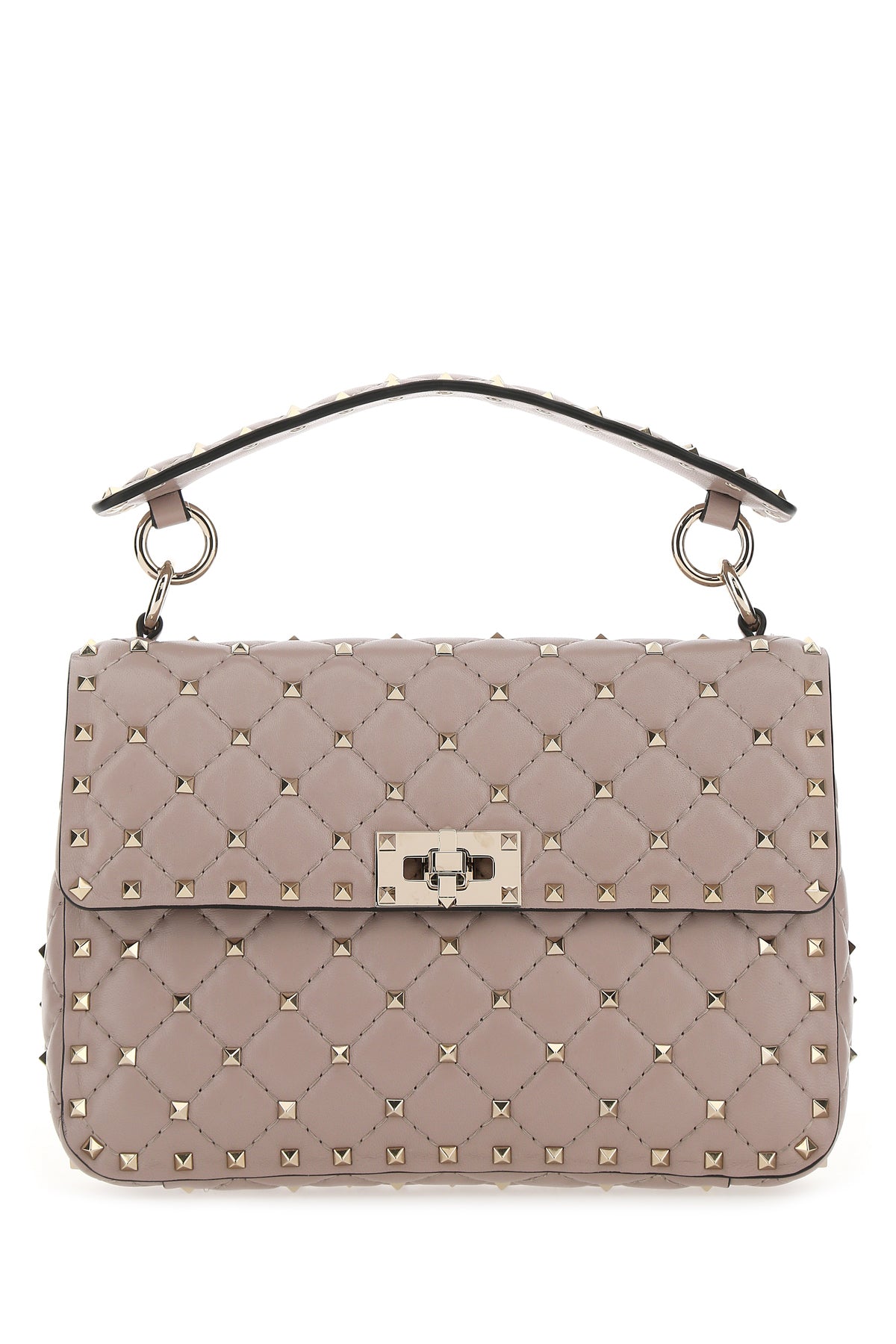 Valentino Garavani Borsa a mano Rockstud Spike media in nappa rosa antico
