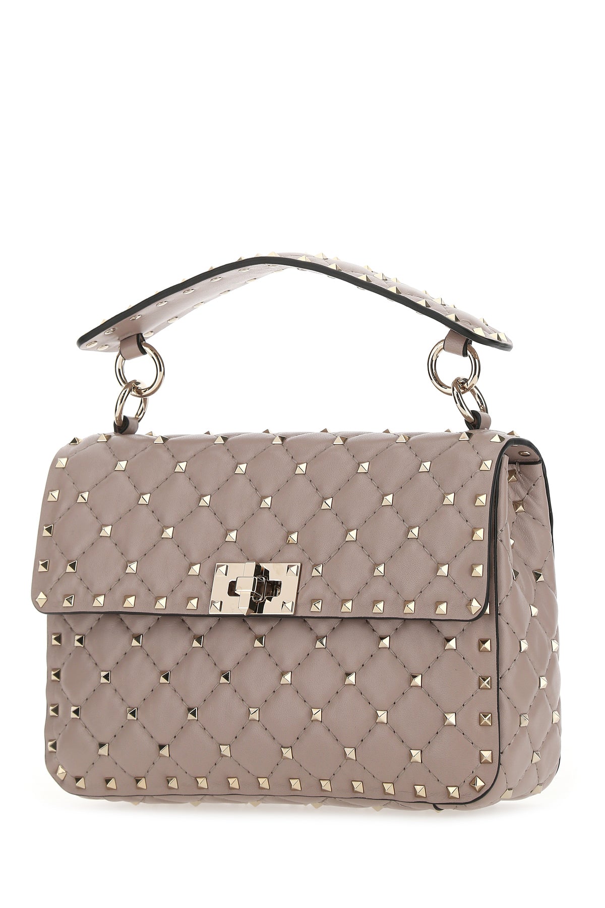 Valentino Garavani Borsa a mano Rockstud Spike media in nappa rosa antico, view 2