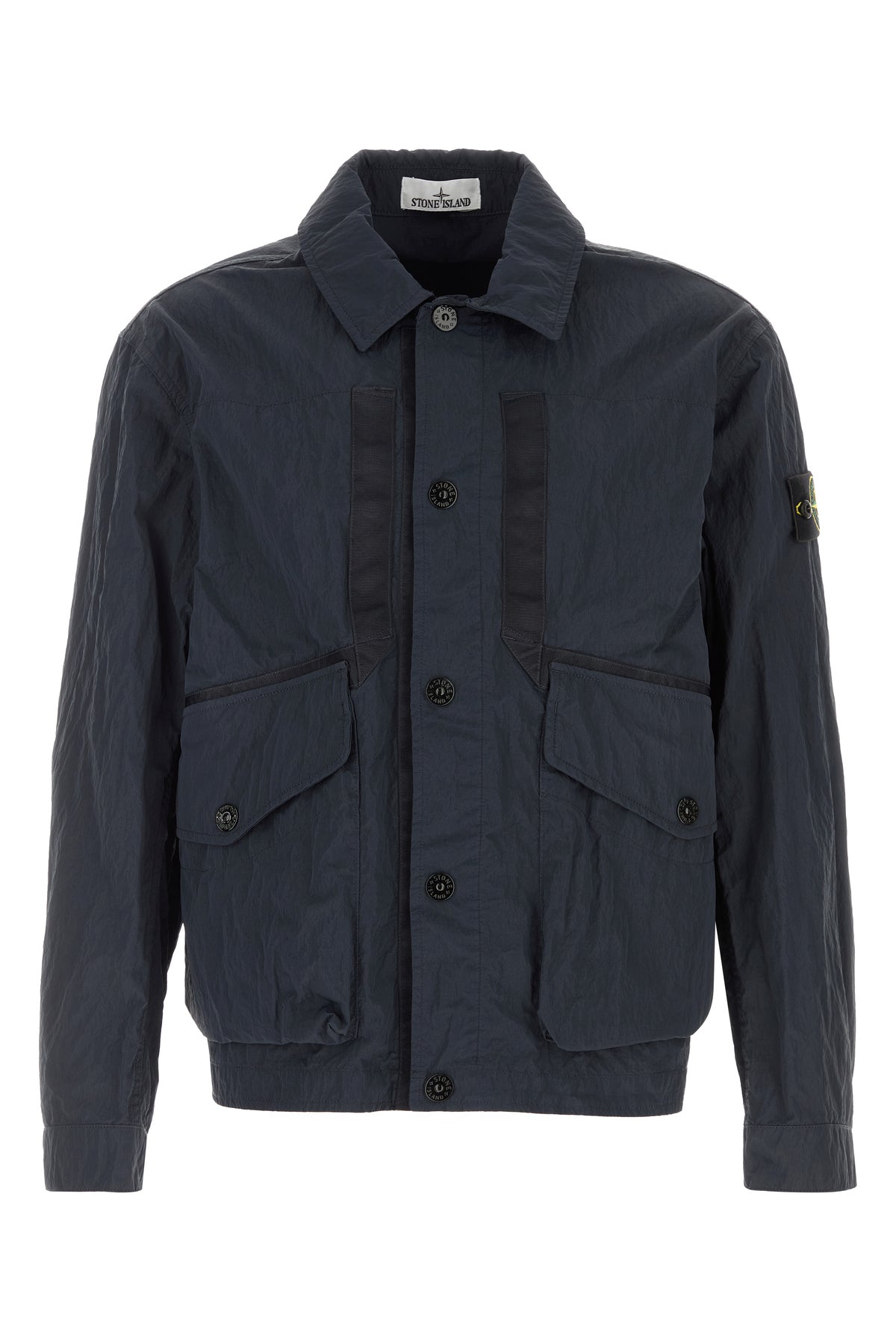 Stone Island Giacca a vento in nylon blu scuro