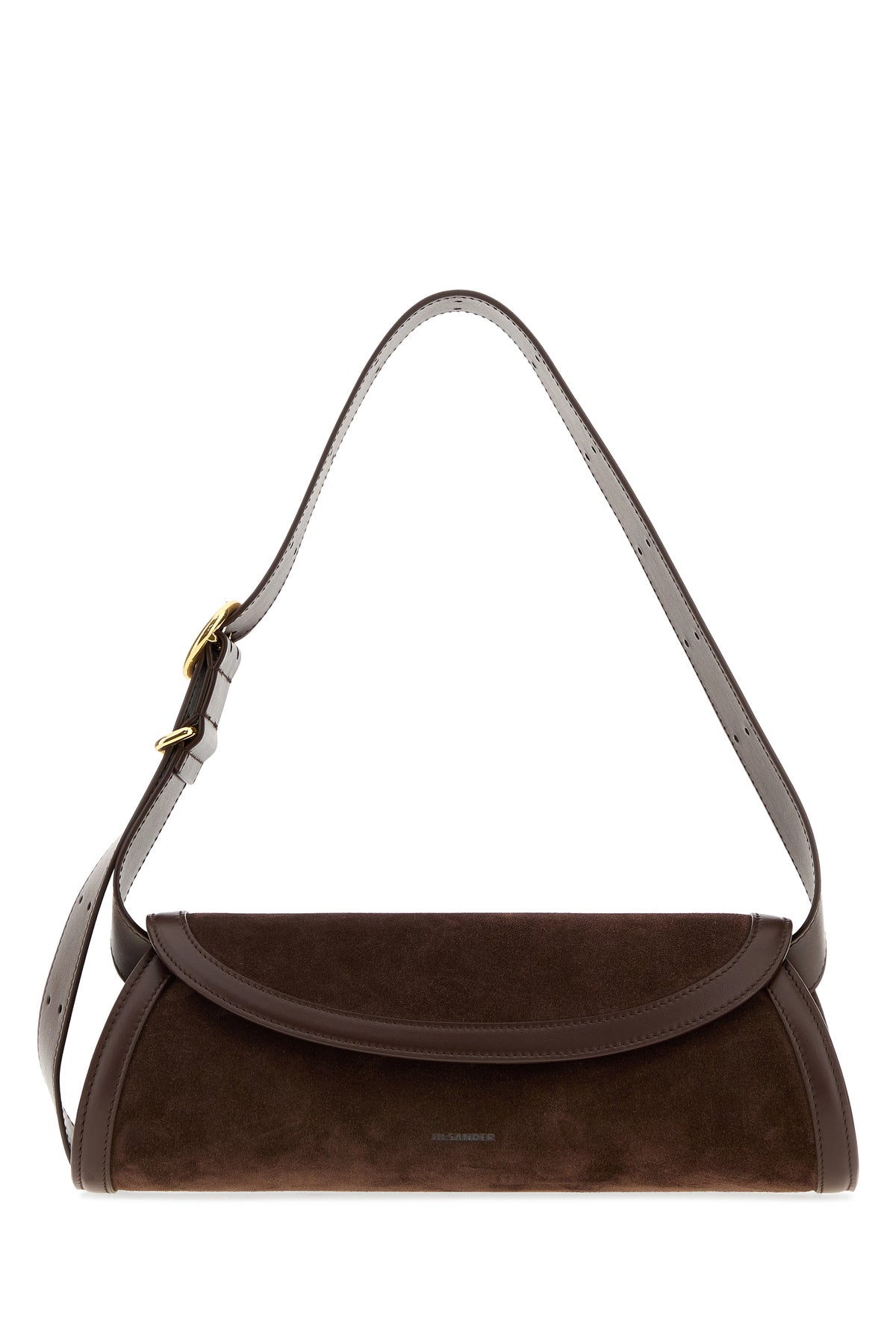 Jil Sander Borsa a tracolla Cannolo piccolo in pelle scamosciata marrone