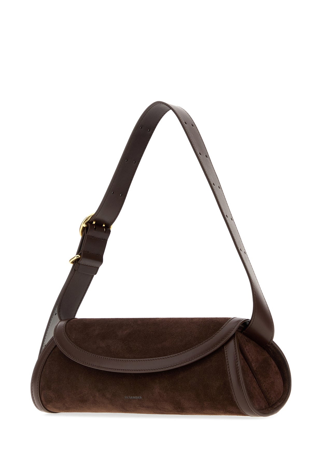 Jil Sander Borsa a tracolla Cannolo piccolo in pelle scamosciata marrone, view 2