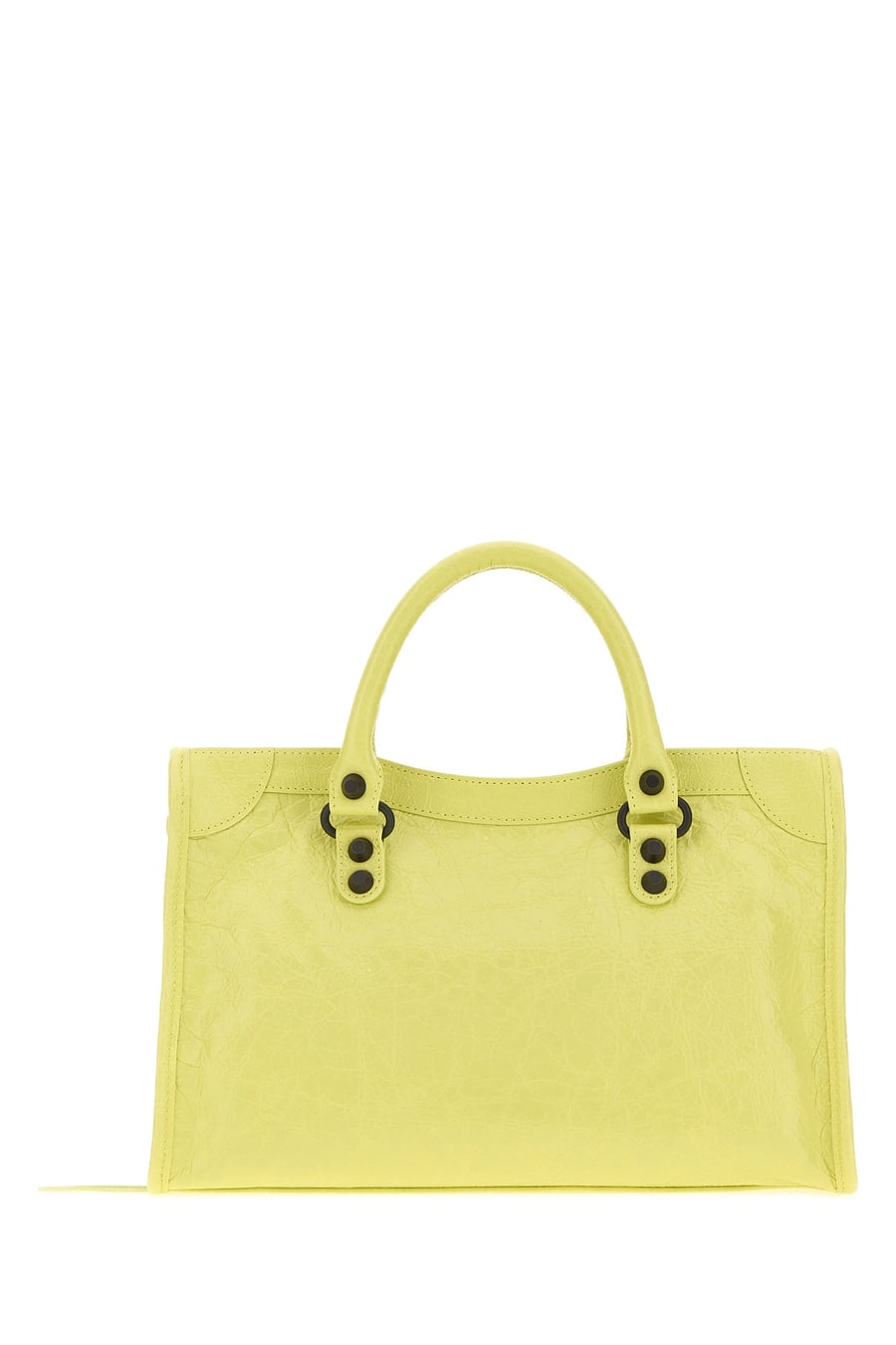 Balenciaga Borsa a mano Le City piccola in pelle giallo fluo, view 3