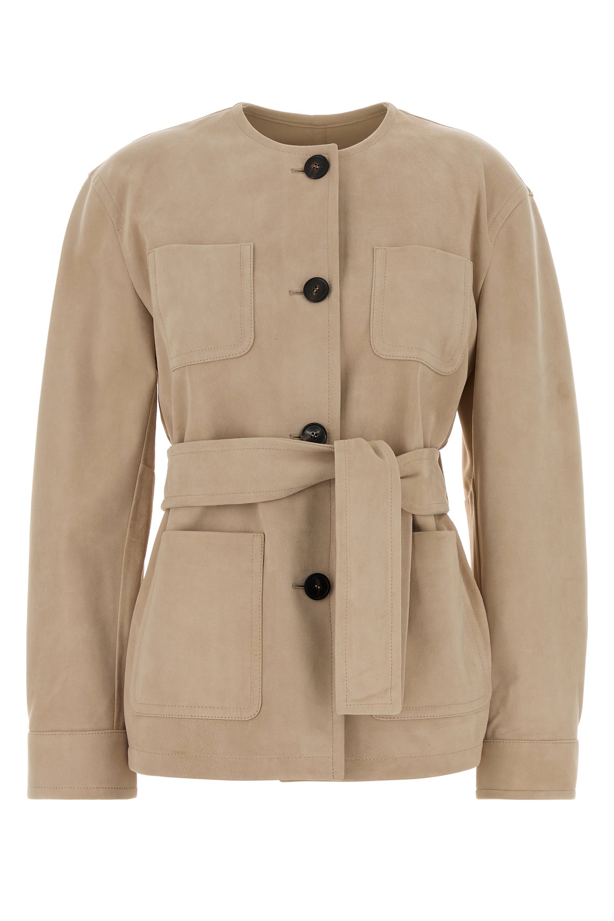 Max Mara Giacca Boemia in pelle scamosciata sabbia