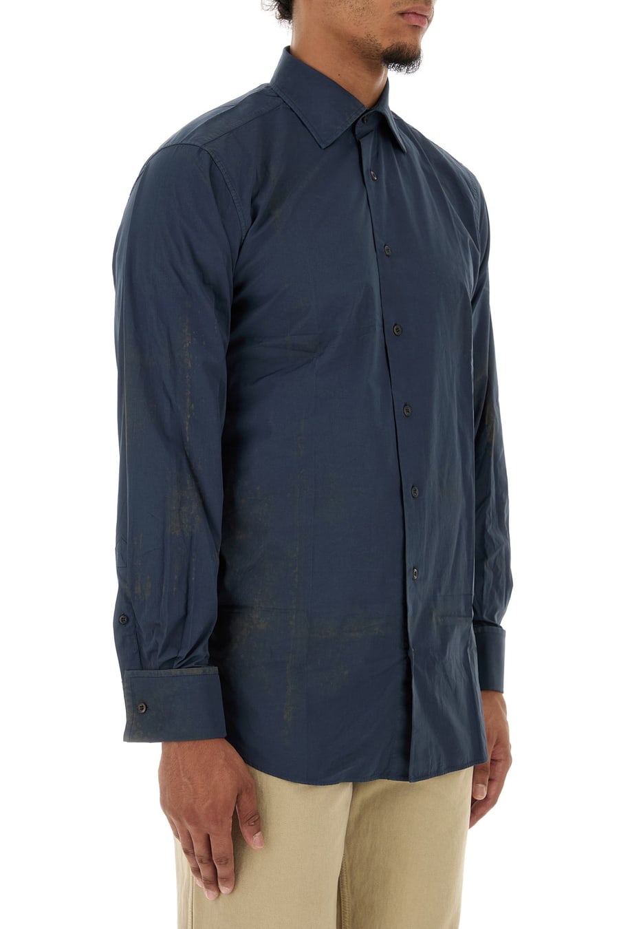 Prada Camicia in popeline blu navy, view 3