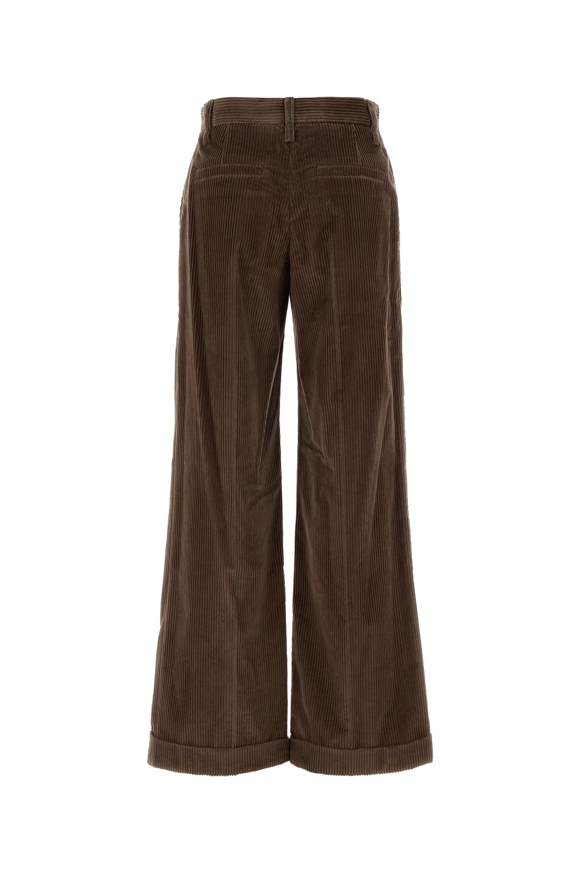 Brunello Cucinelli Pantalone dalla gamba ampia in velluto a coste marrone, view 2