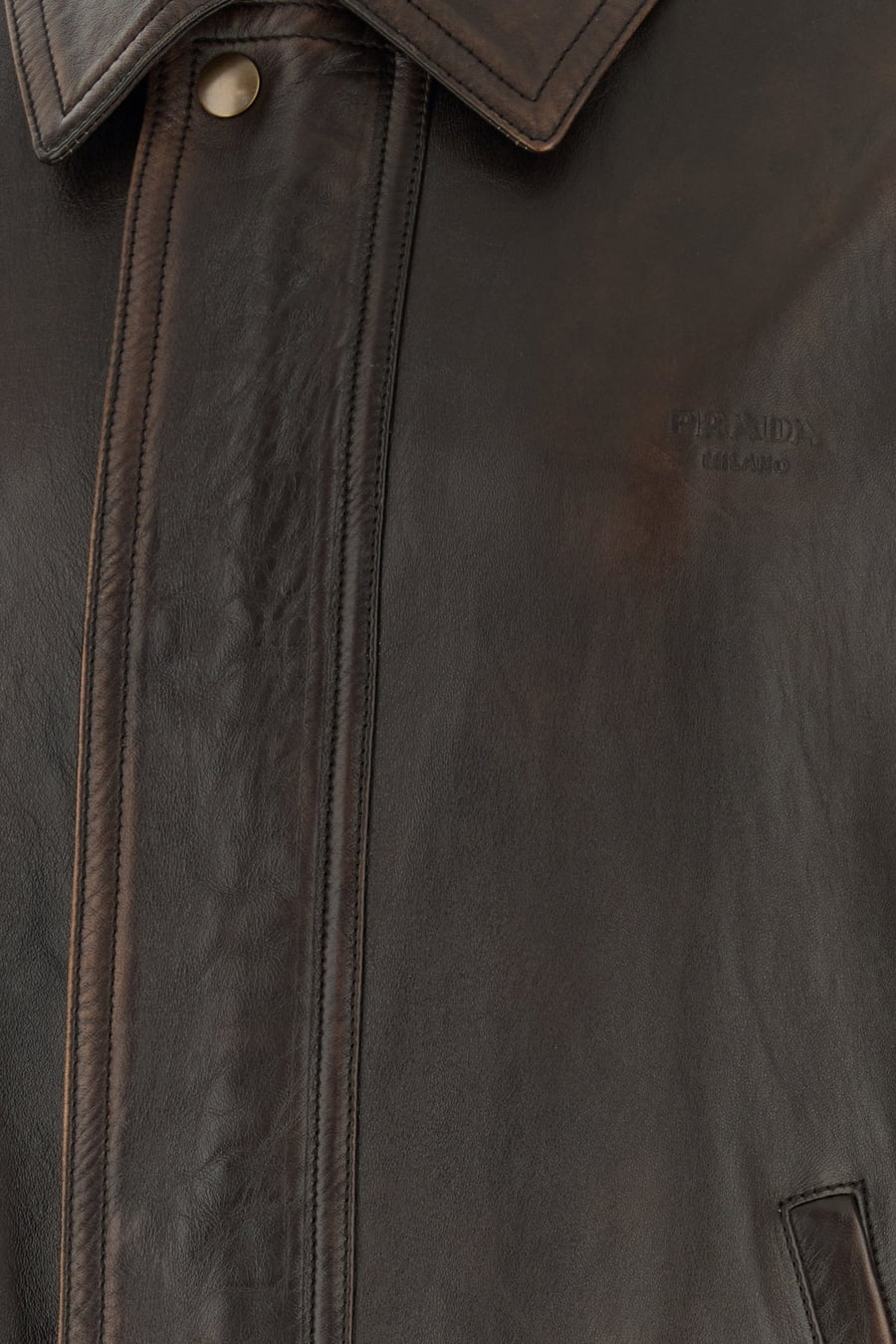 Prada Giacca in pelle marrone, view 5