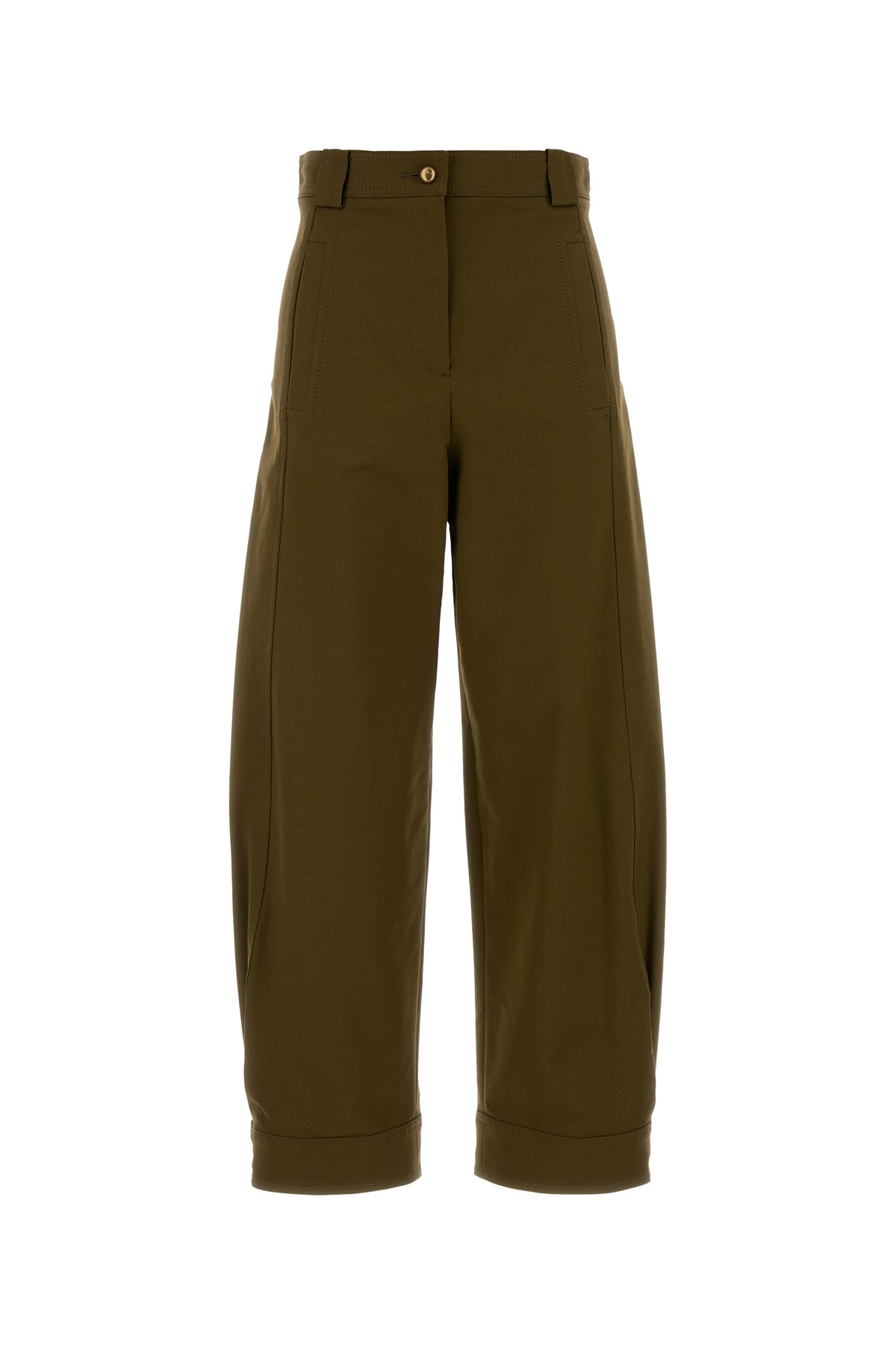Max Mara Pantalone Adorni in cotone stretch verde oliva
