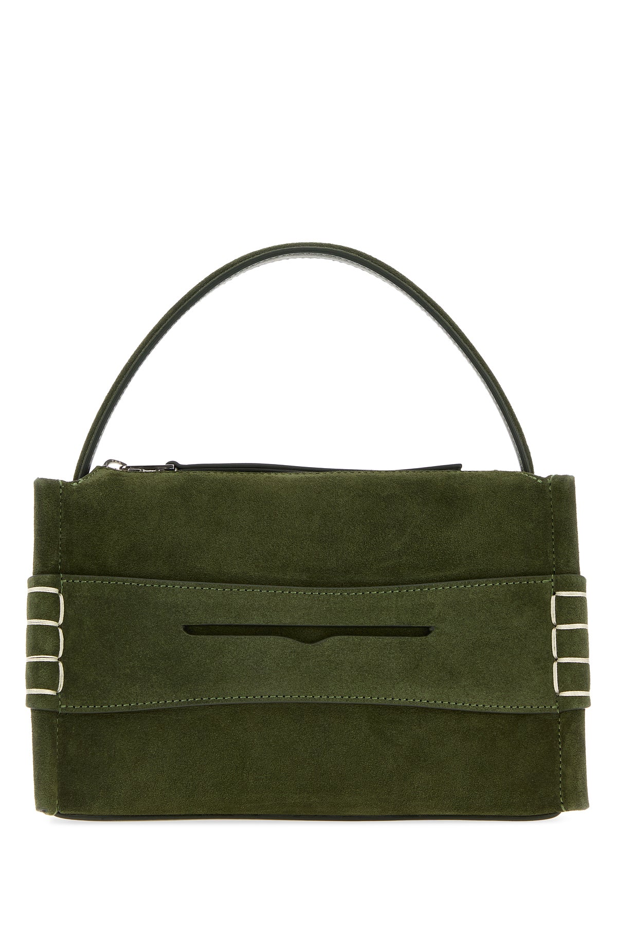 JW Anderson Borsa a mano Loafer piccola in pelle scamosciata verde oliva