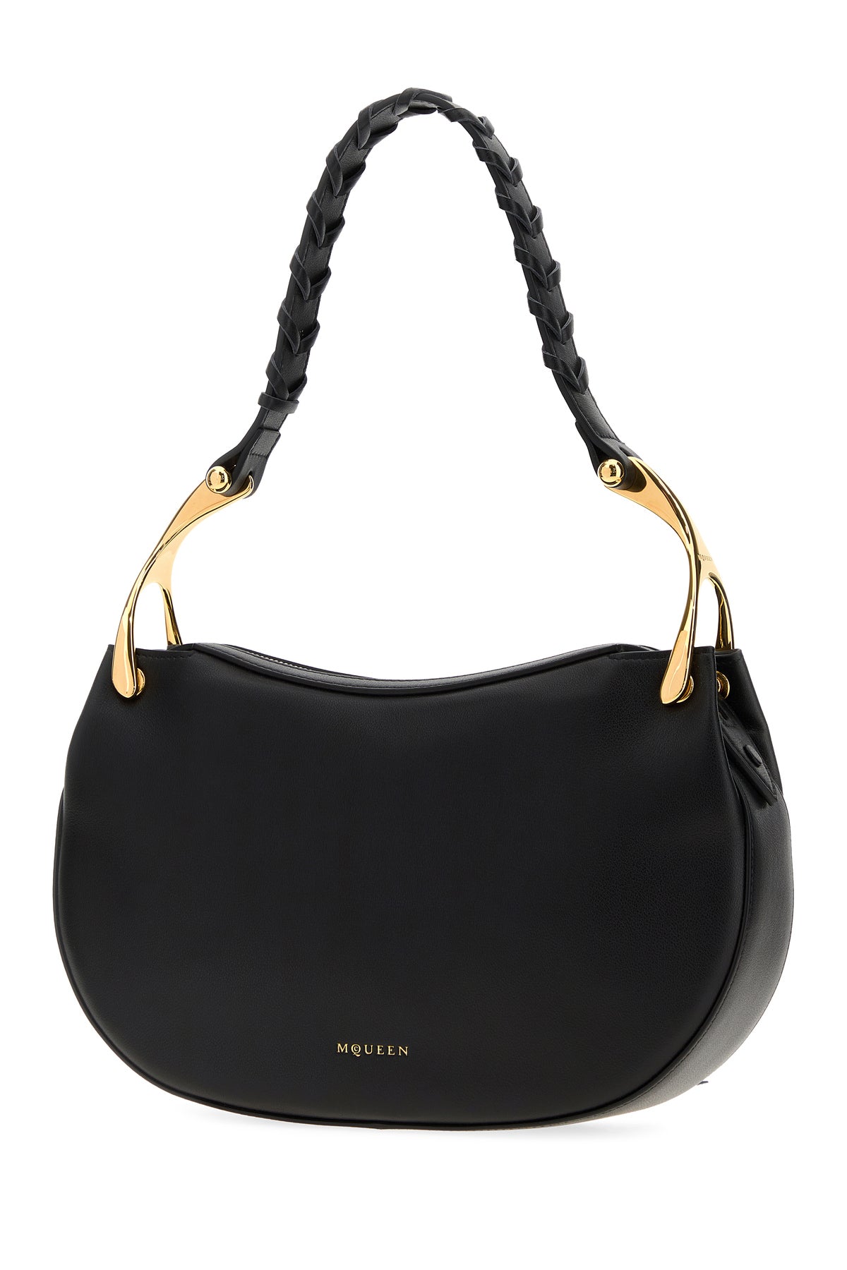 Alexander McQueen Borsa a spalla Wishbone in pelle nera, view 2